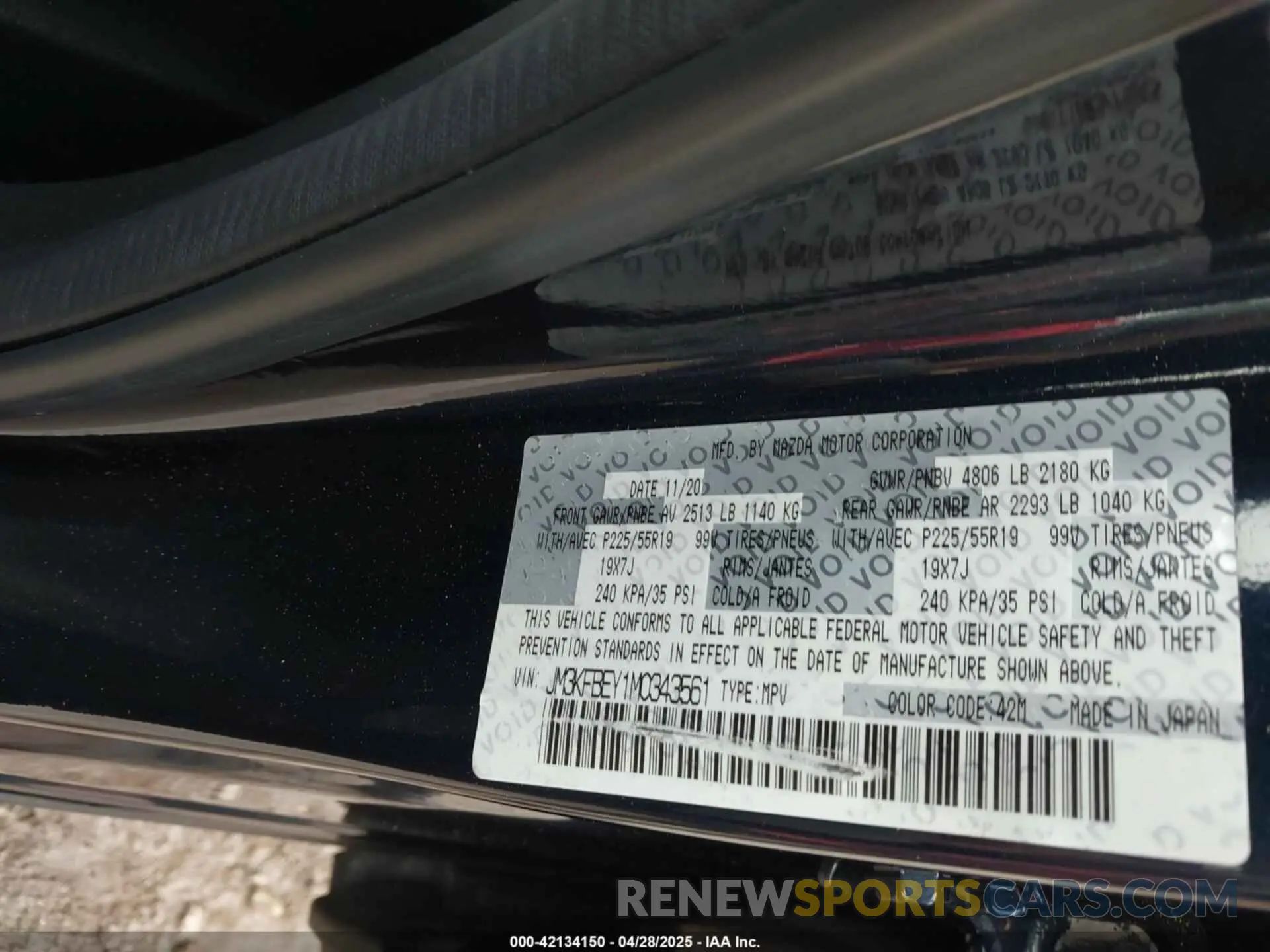 9 Photograph of a damaged car JM3KFBEY1M0343561 MAZDA CX-5 2021