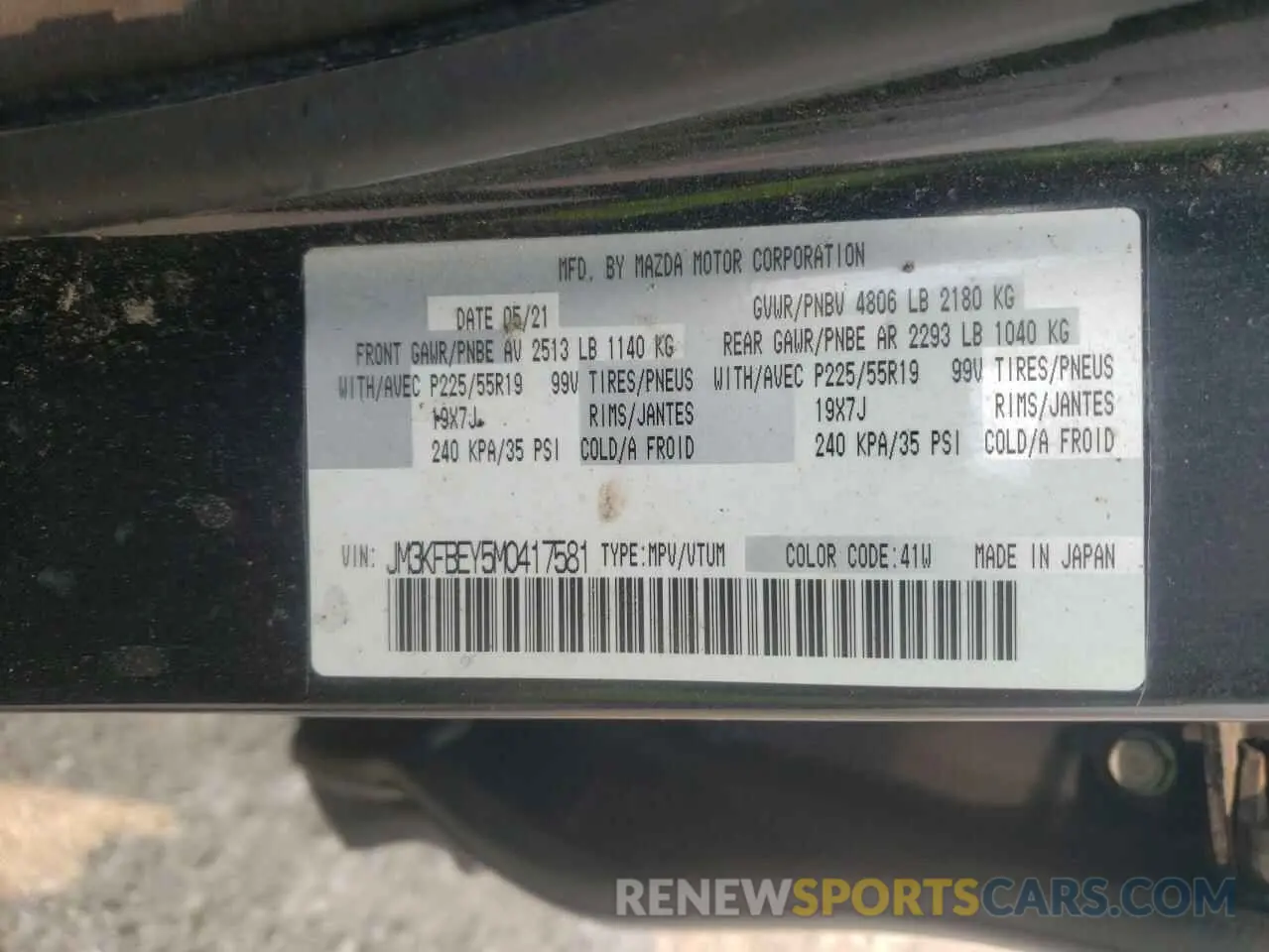 13 Photograph of a damaged car JM3KFBEY5M0417581 MAZDA CX-5 2021