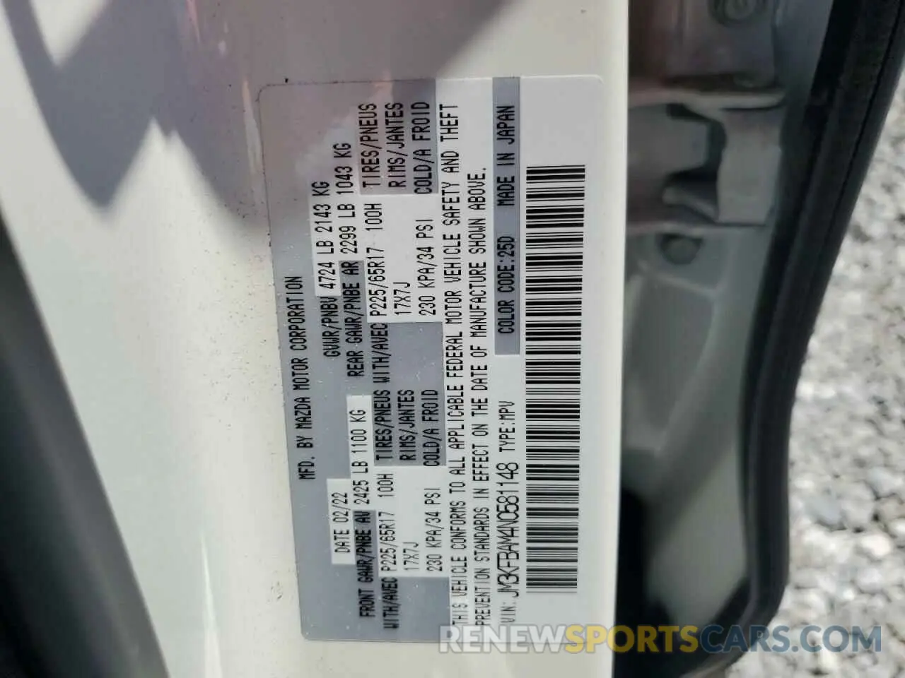 14 Photograph of a damaged car JM3KFBAM4N0581148 MAZDA CX-5 2022