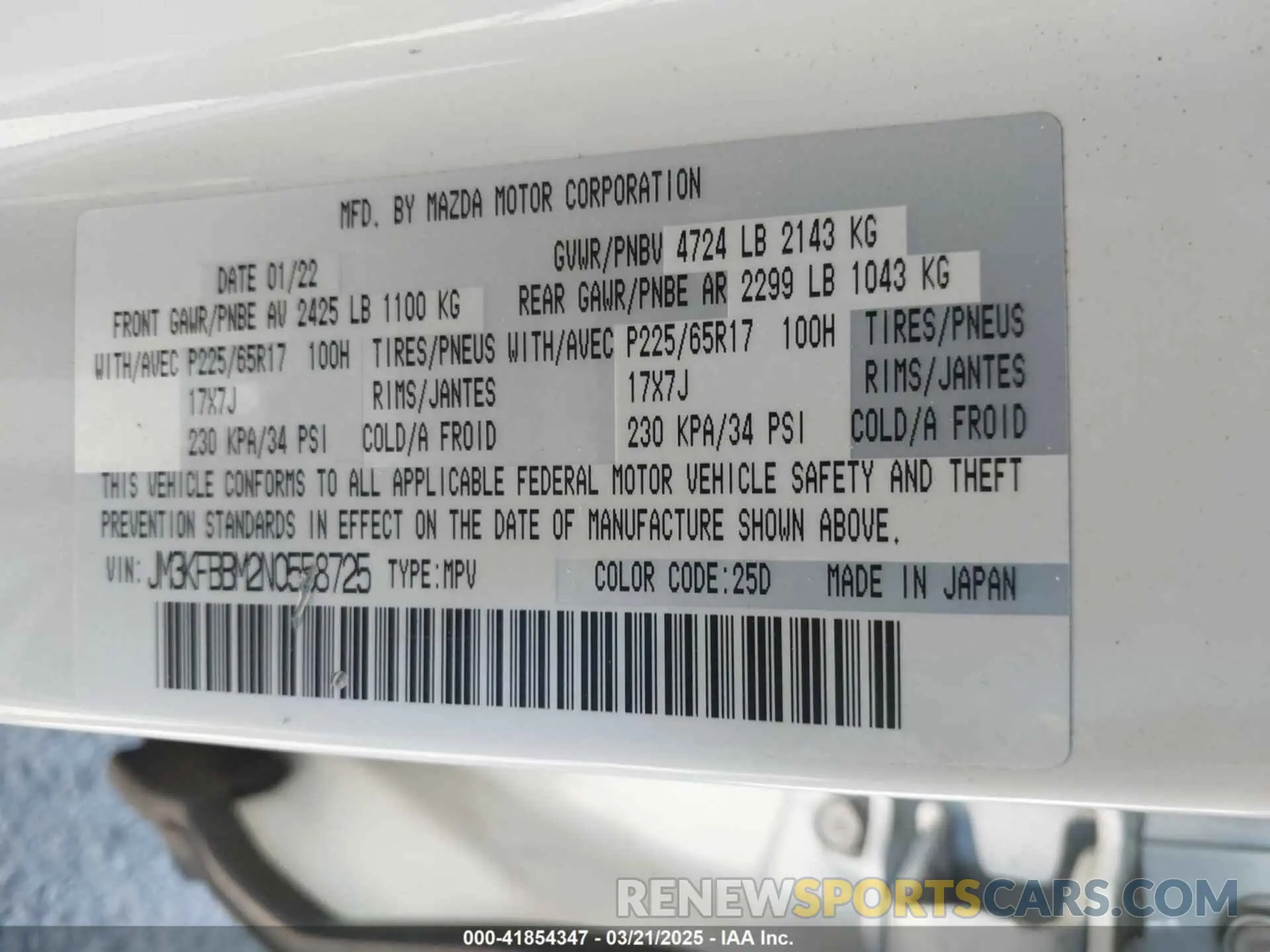 9 Фотография поврежденного автомобиля JM3KFBBM2N0558725 MAZDA CX-5 2022