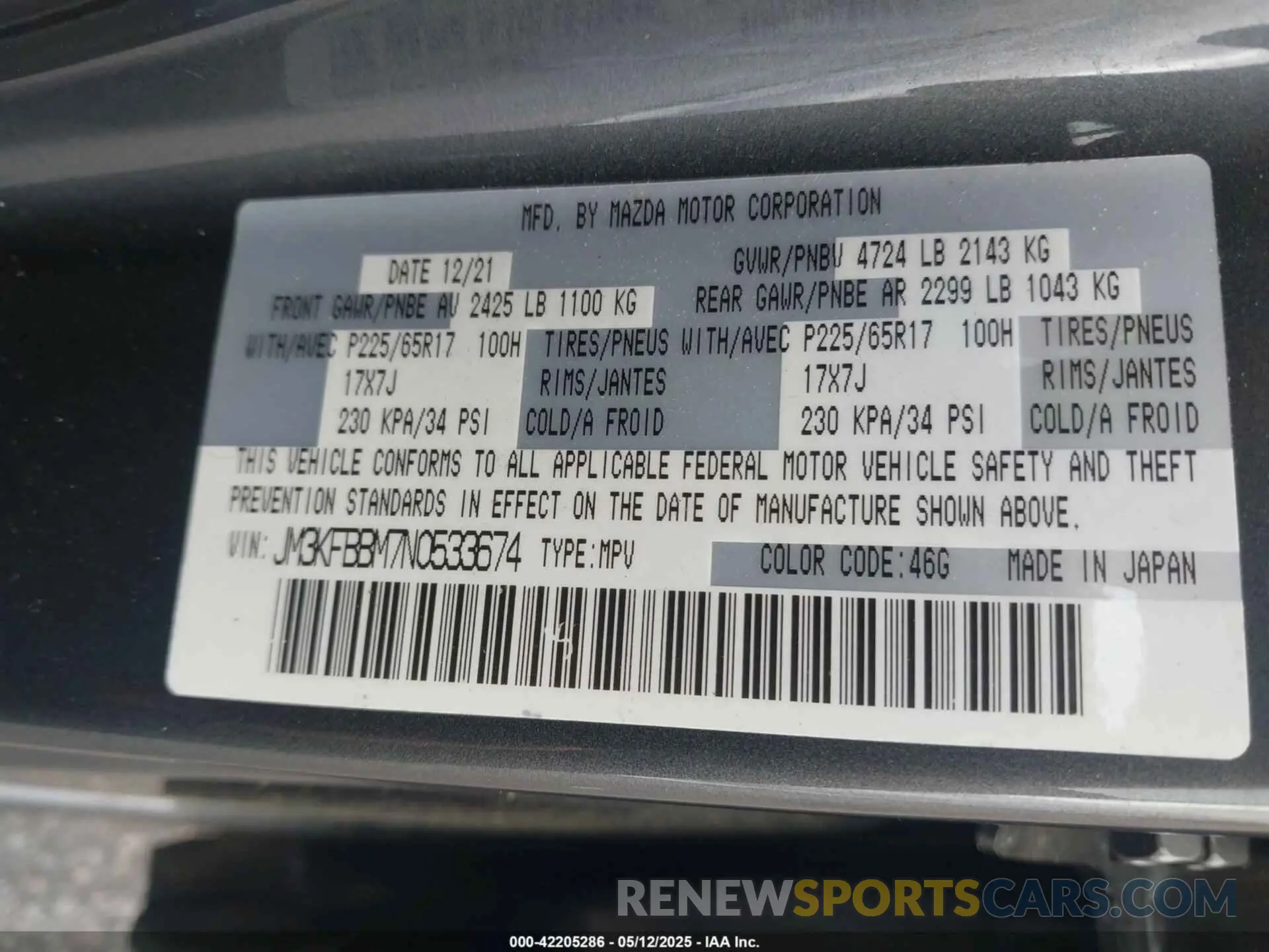 9 Фотография поврежденного автомобиля JM3KFBBM7N0533674 MAZDA CX-5 2022