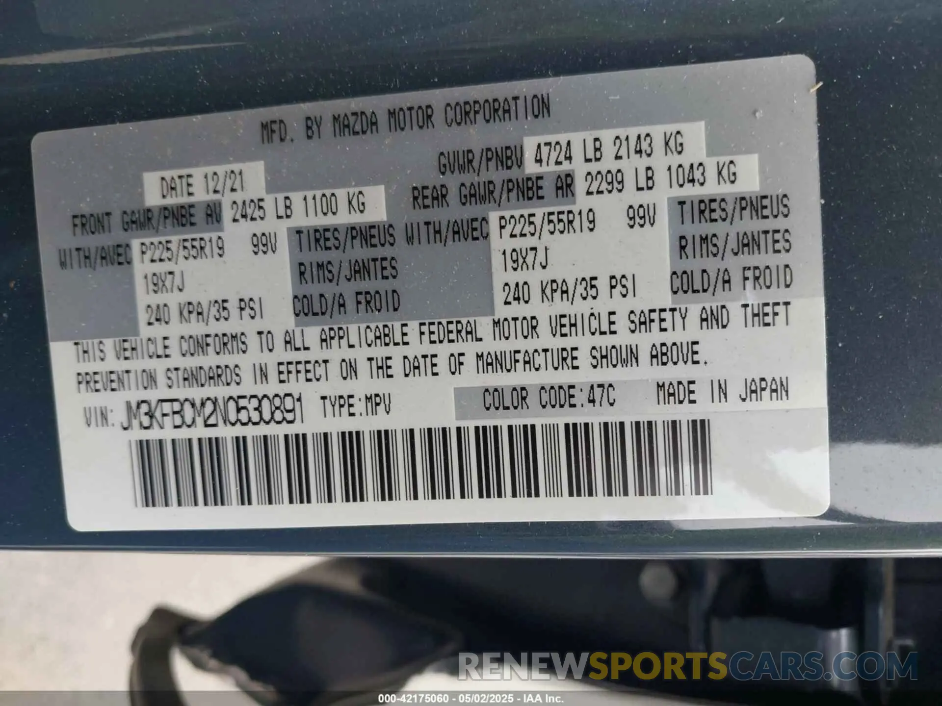 9 Фотография поврежденного автомобиля JM3KFBCM2N0530891 MAZDA CX-5 2022