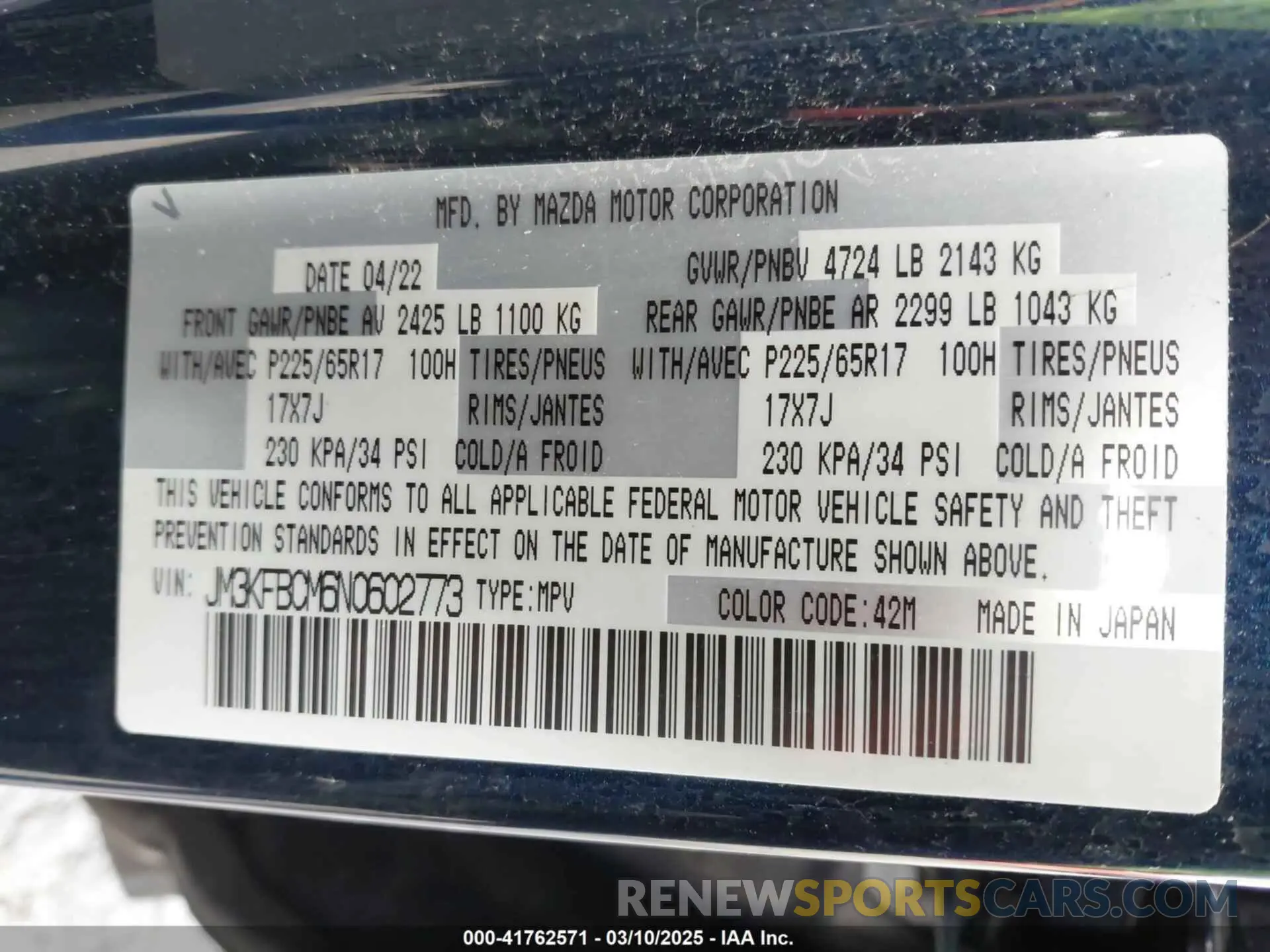 9 Фотография поврежденного автомобиля JM3KFBCM6N0602773 MAZDA CX-5 2022