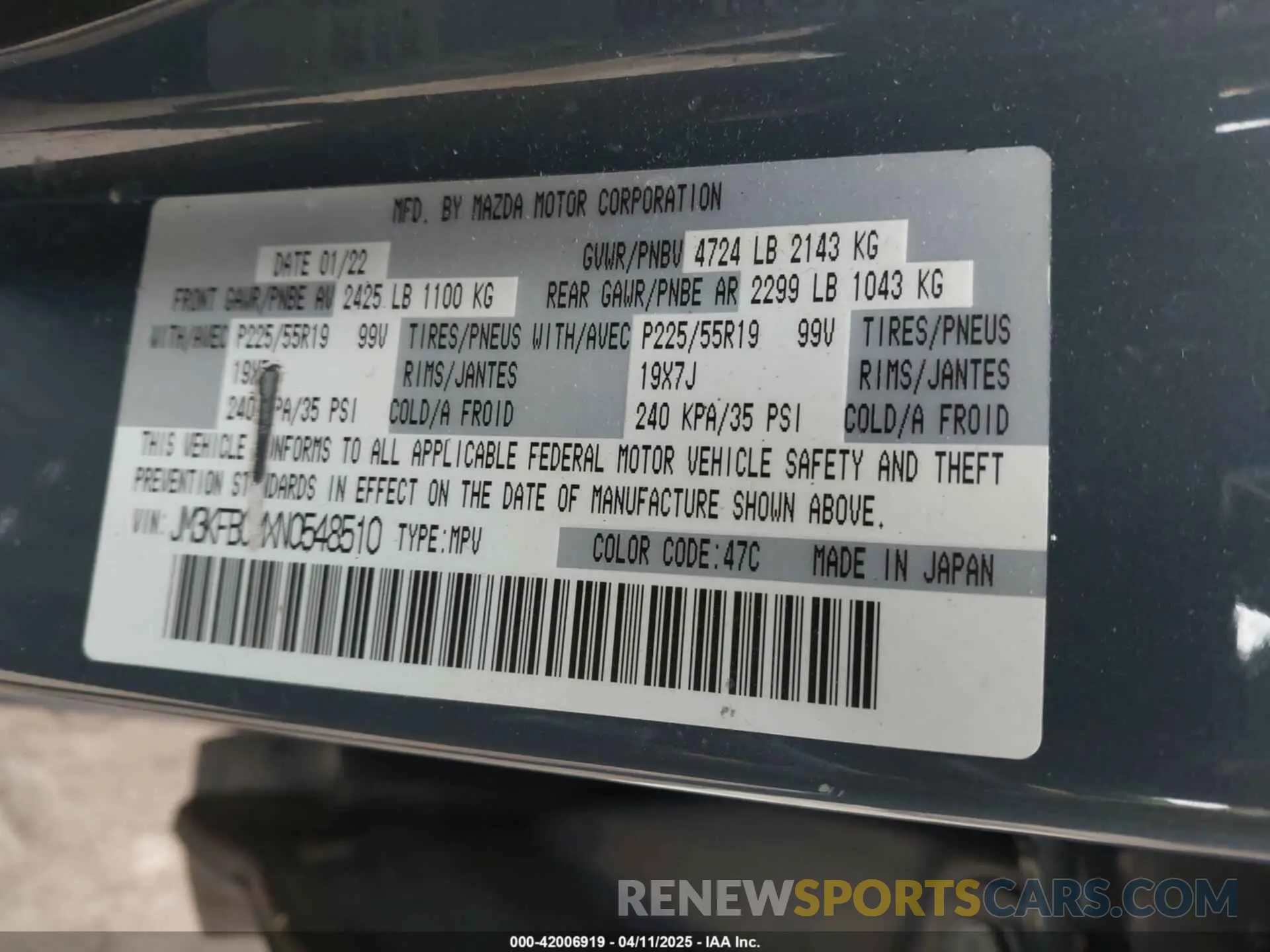 9 Photograph of a damaged car JM3KFBCMXN0548510 MAZDA CX-5 2022