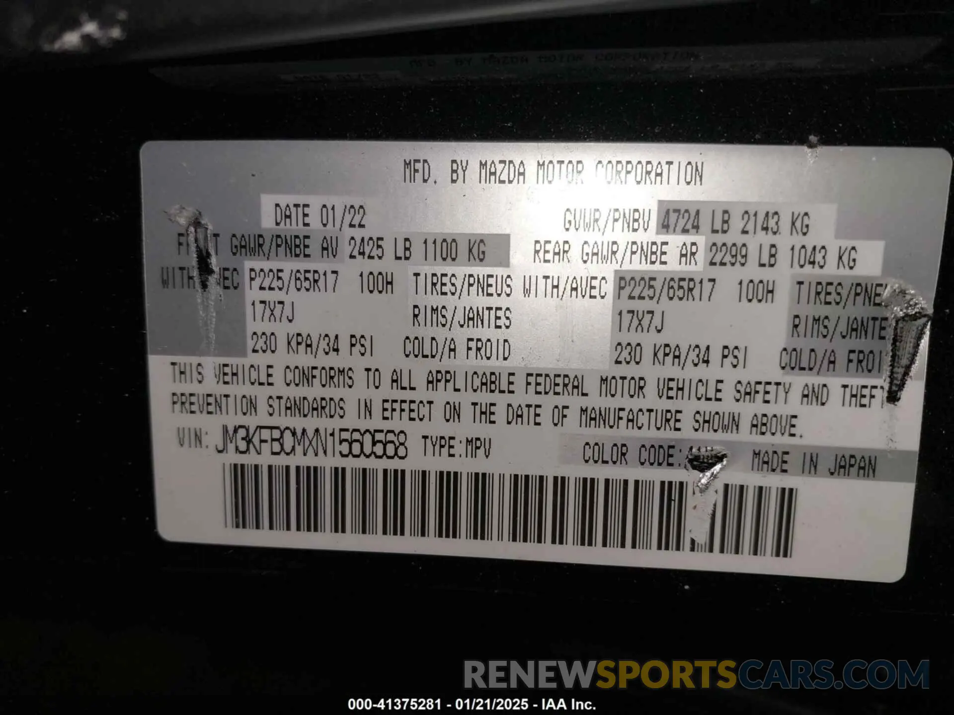 9 Фотография поврежденного автомобиля JM3KFBCMXN1560568 MAZDA CX-5 2022