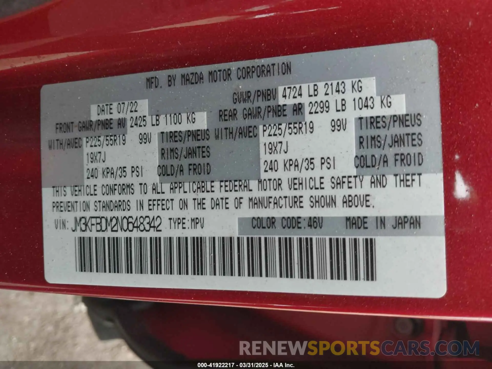 9 Фотография поврежденного автомобиля JM3KFBDM2N0648342 MAZDA CX-5 2022