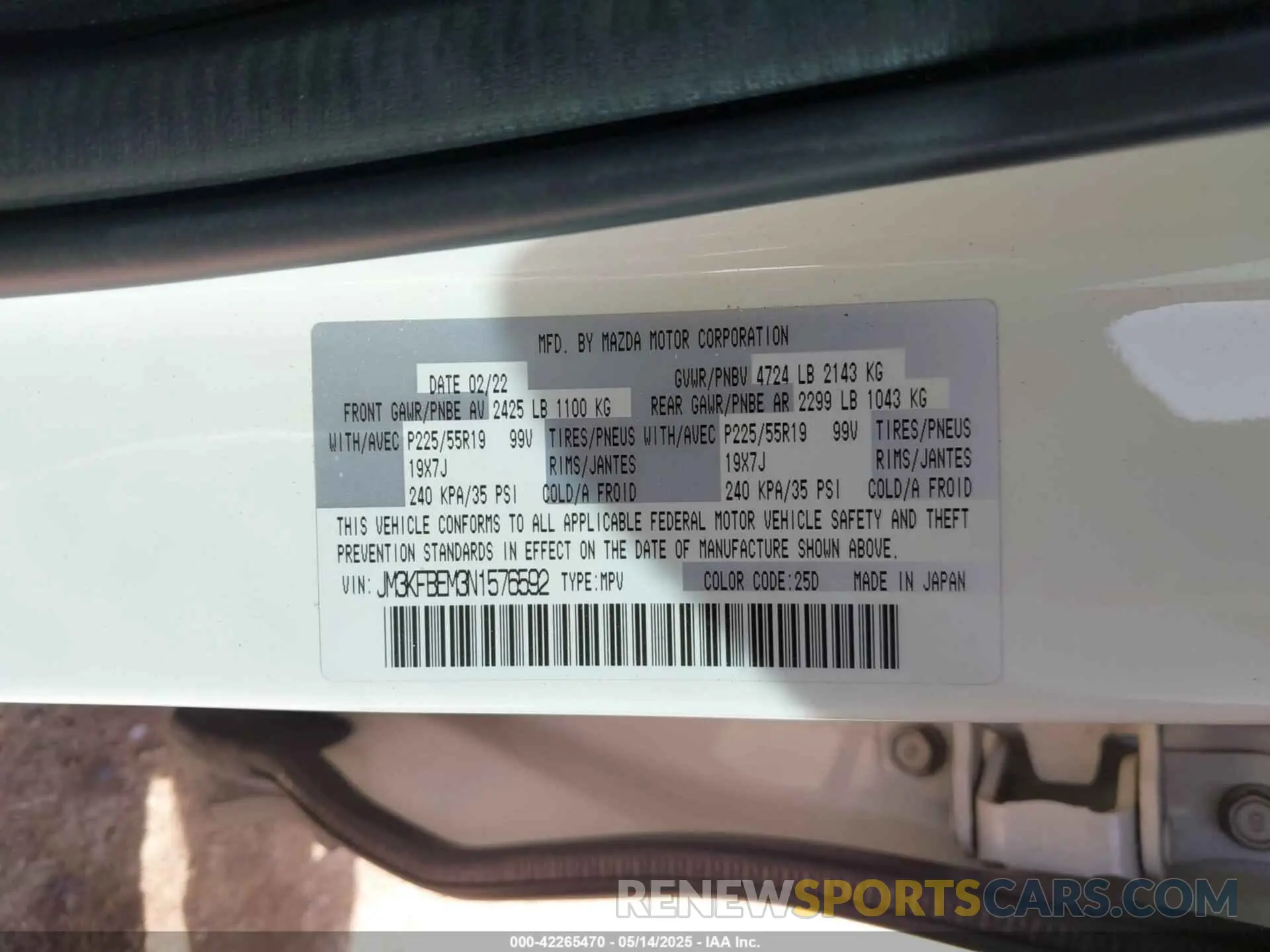 9 Photograph of a damaged car JM3KFBEM3N1576592 MAZDA CX-5 2022