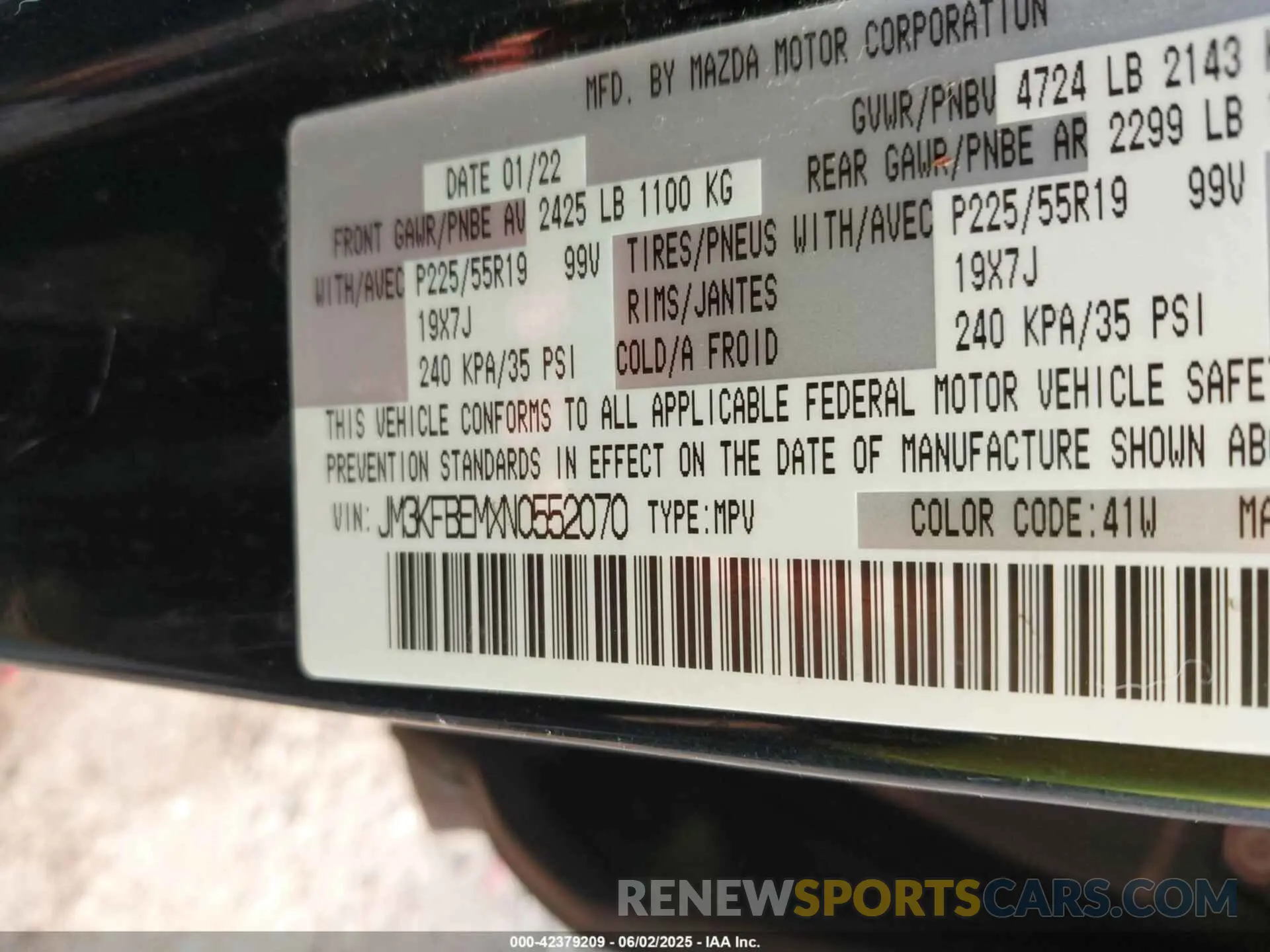 9 Фотография поврежденного автомобиля JM3KFBEMXN0552070 MAZDA CX-5 2022