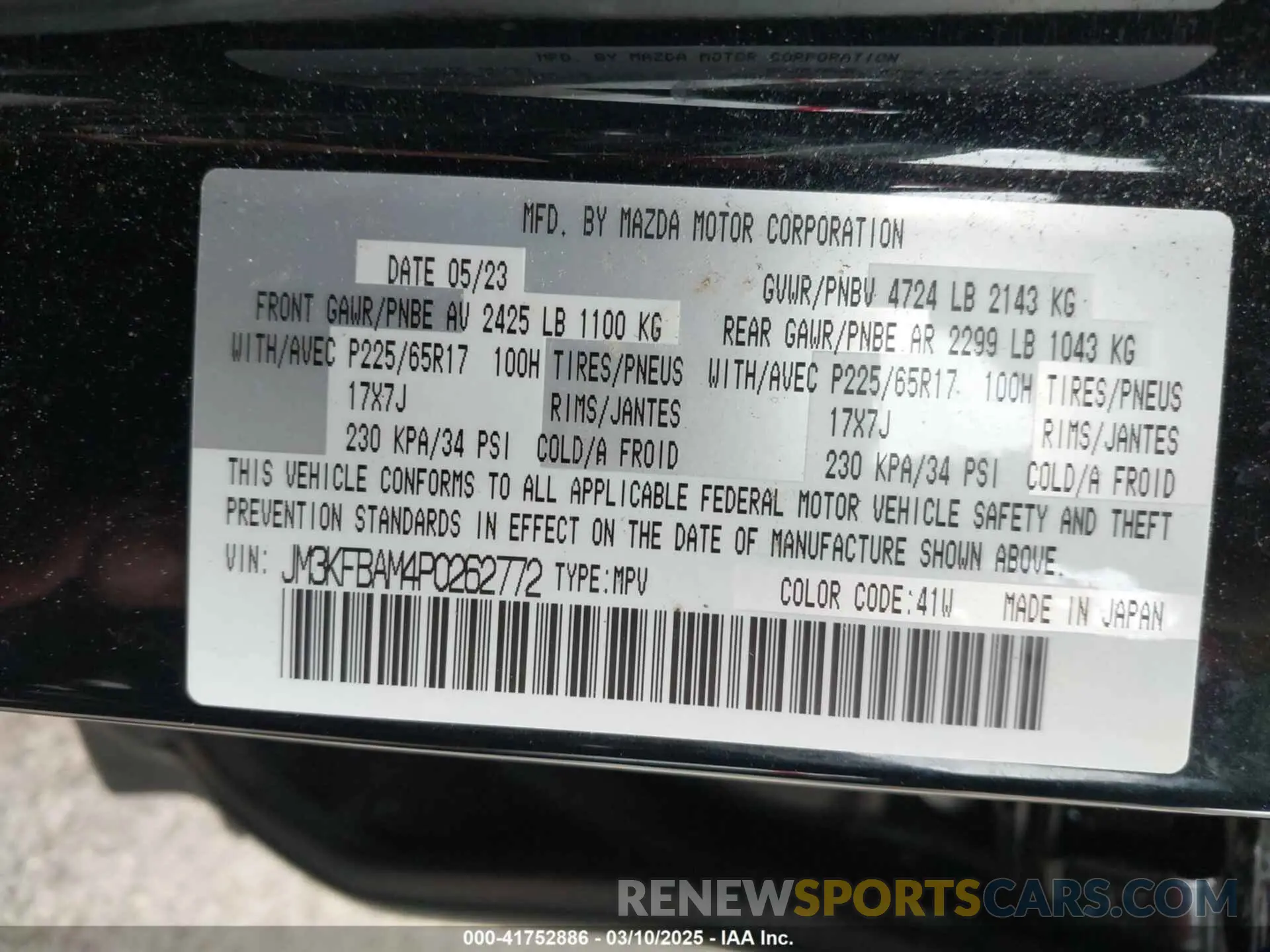 9 Фотография поврежденного автомобиля JM3KFBAM4P0262772 MAZDA CX-5 2023