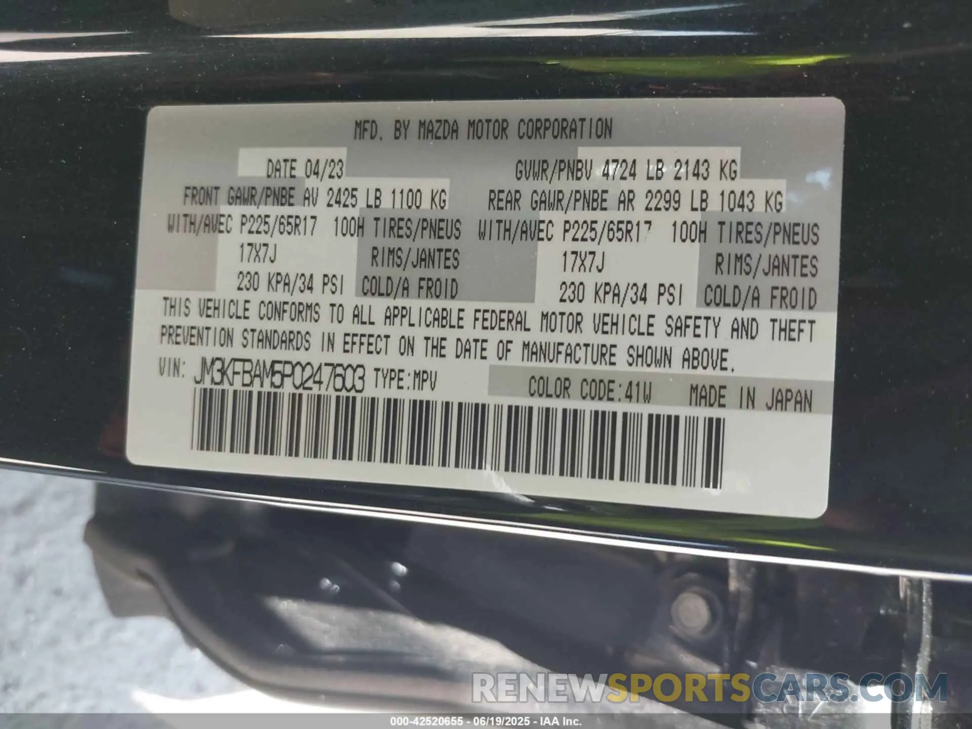 9 Photograph of a damaged car JM3KFBAM5P0247603 MAZDA CX-5 2023