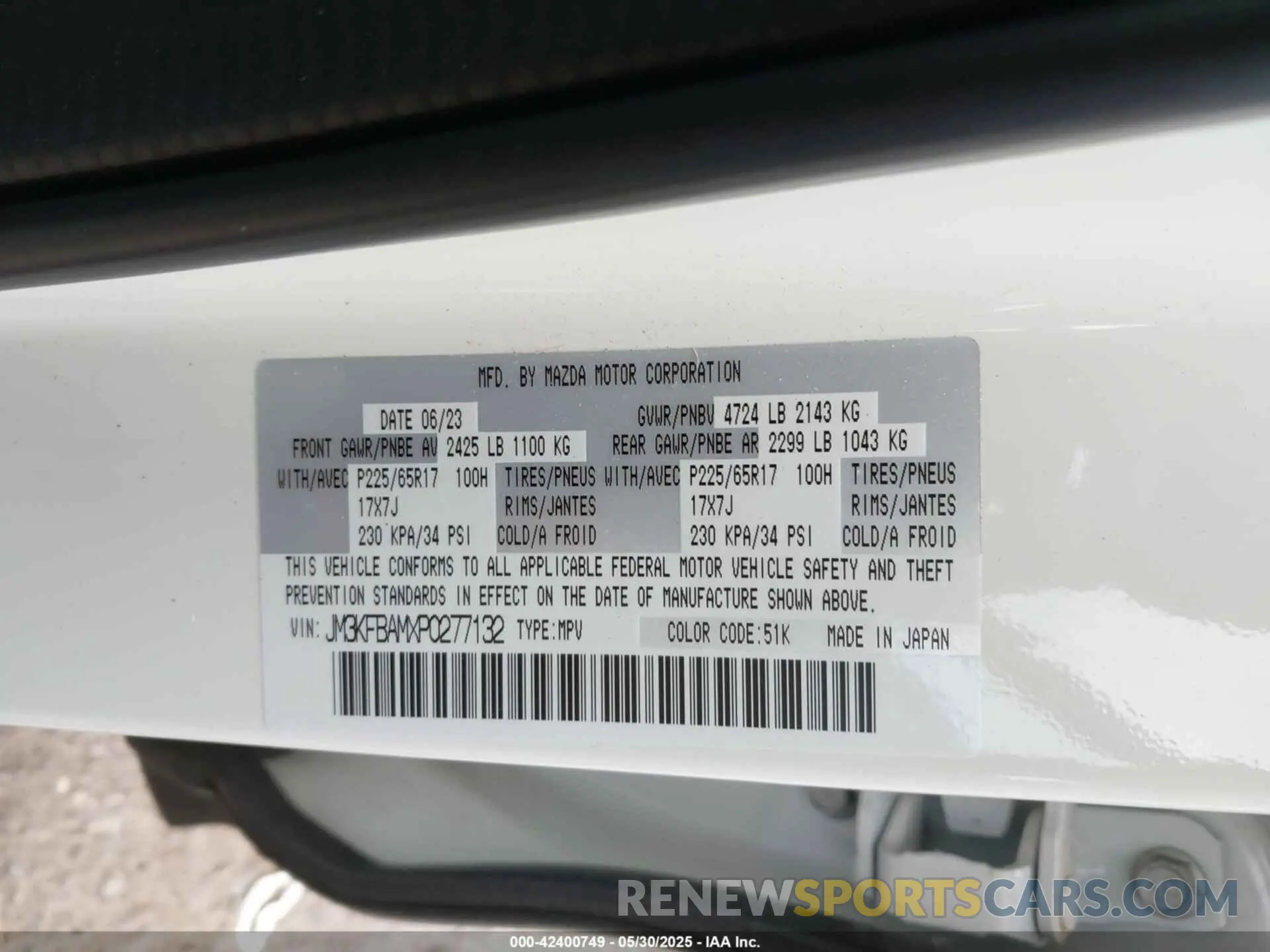 9 Фотография поврежденного автомобиля JM3KFBAMXP0277132 MAZDA CX-5 2023