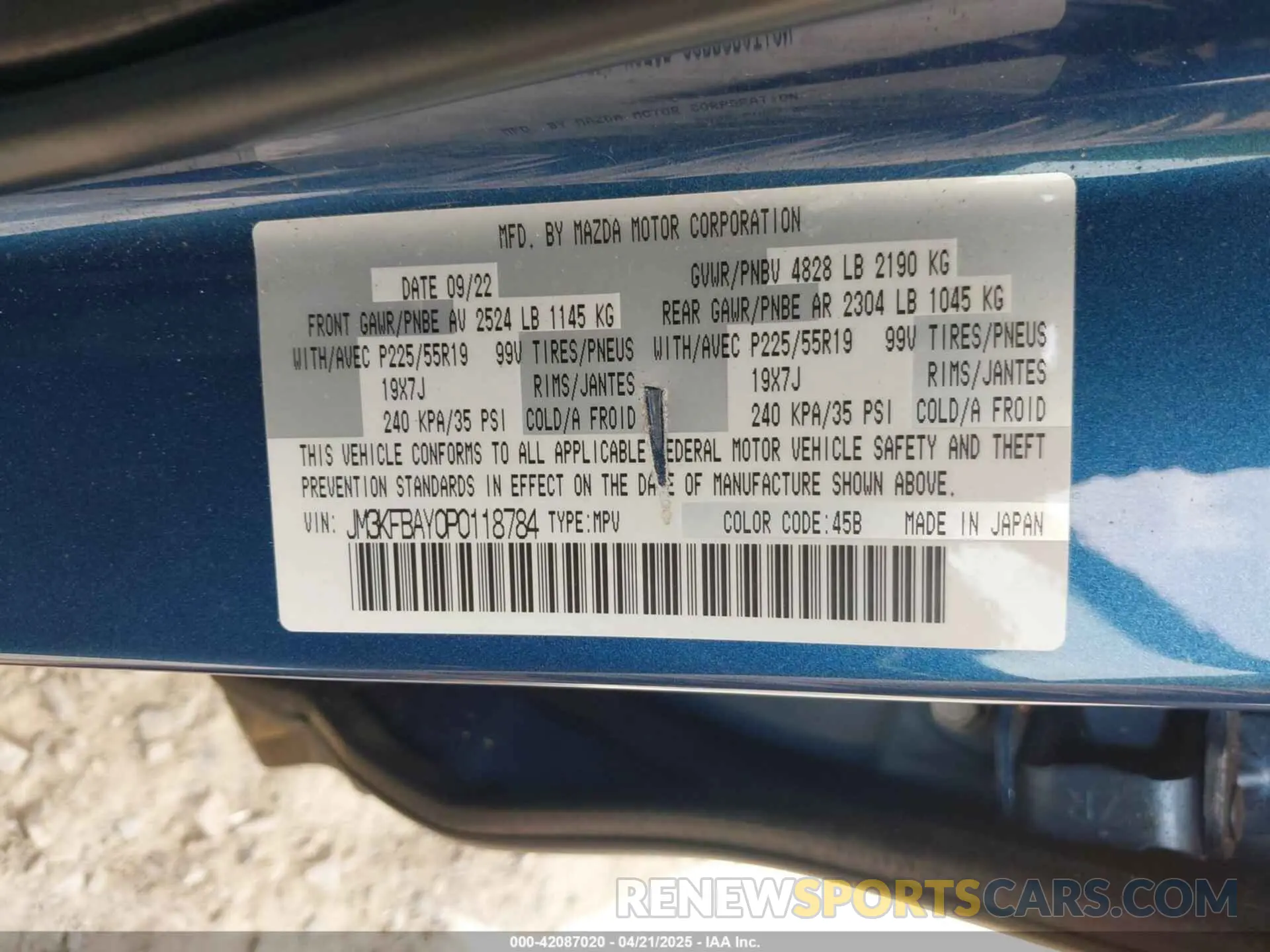 9 Фотография поврежденного автомобиля JM3KFBAY0P0118784 MAZDA CX-5 2023