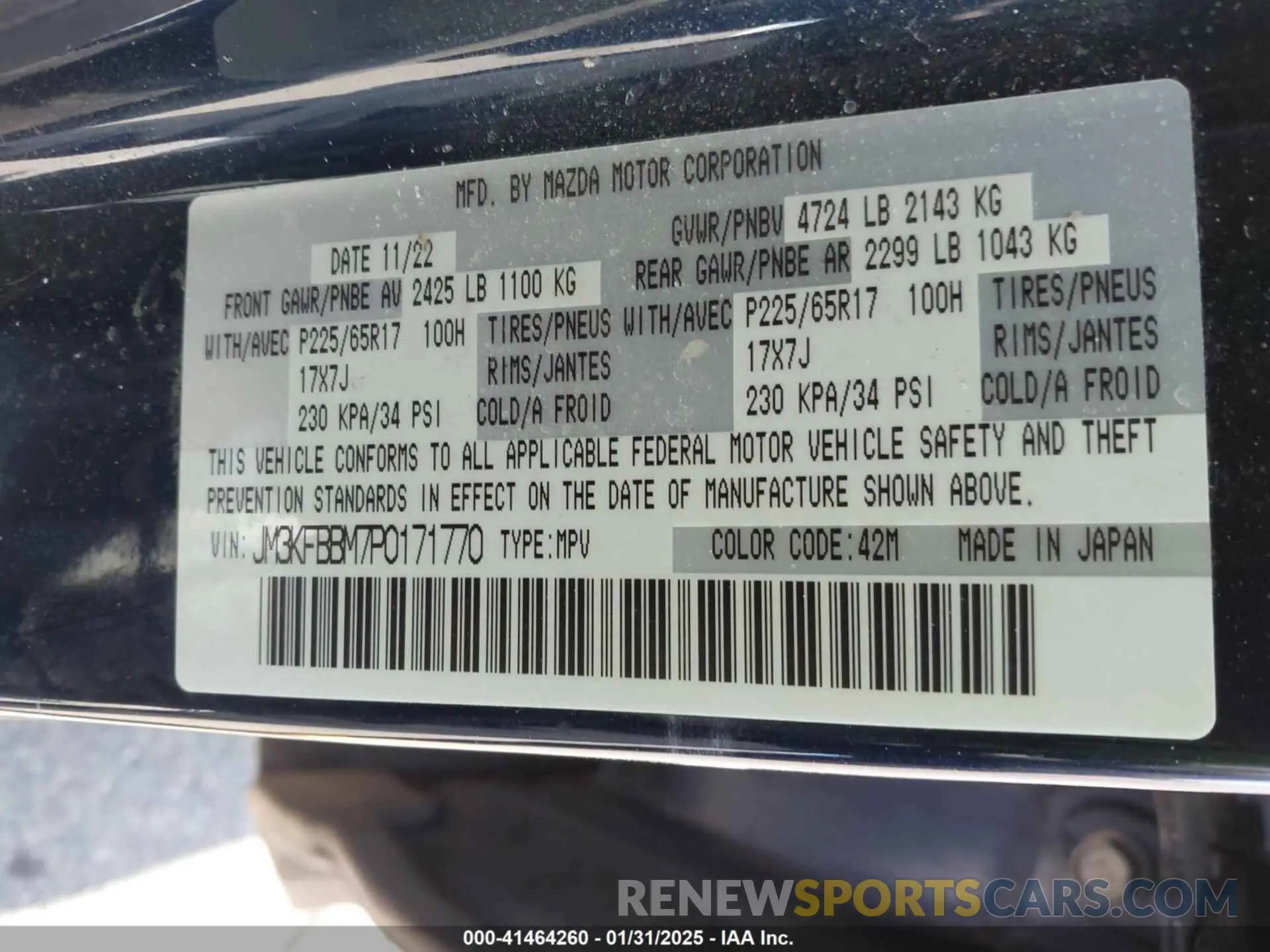 9 Фотография поврежденного автомобиля JM3KFBBM7P0171770 MAZDA CX-5 2023
