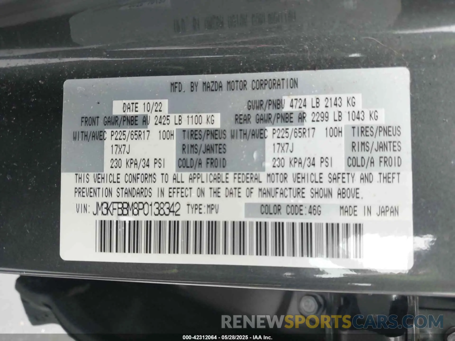 9 Фотография поврежденного автомобиля JM3KFBBM8P0138342 MAZDA CX-5 2023