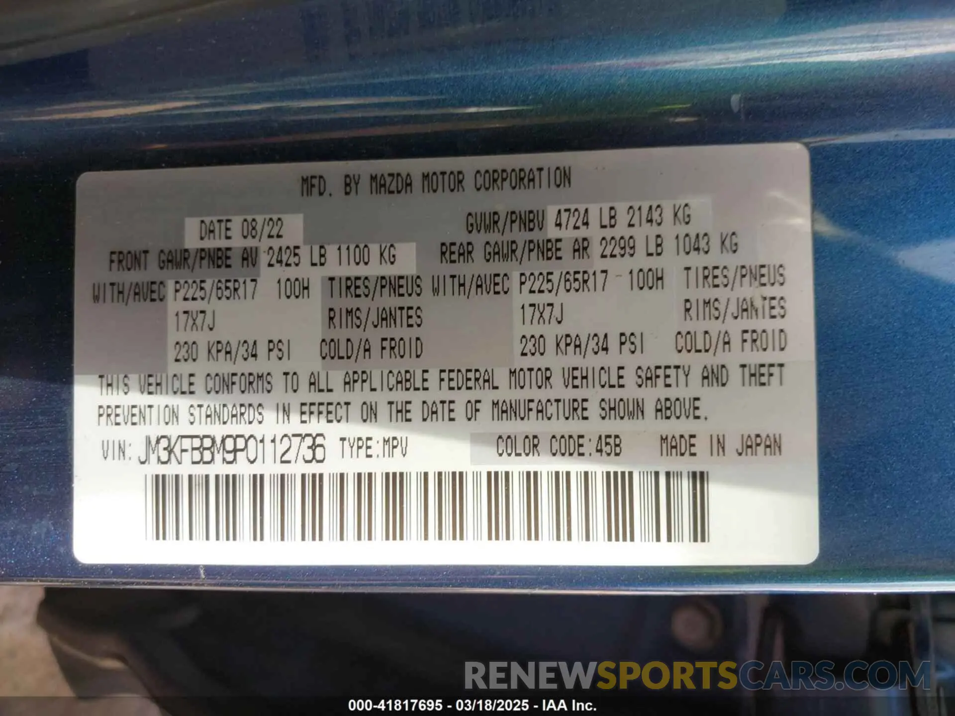 9 Фотография поврежденного автомобиля JM3KFBBM9P0112736 MAZDA CX-5 2023