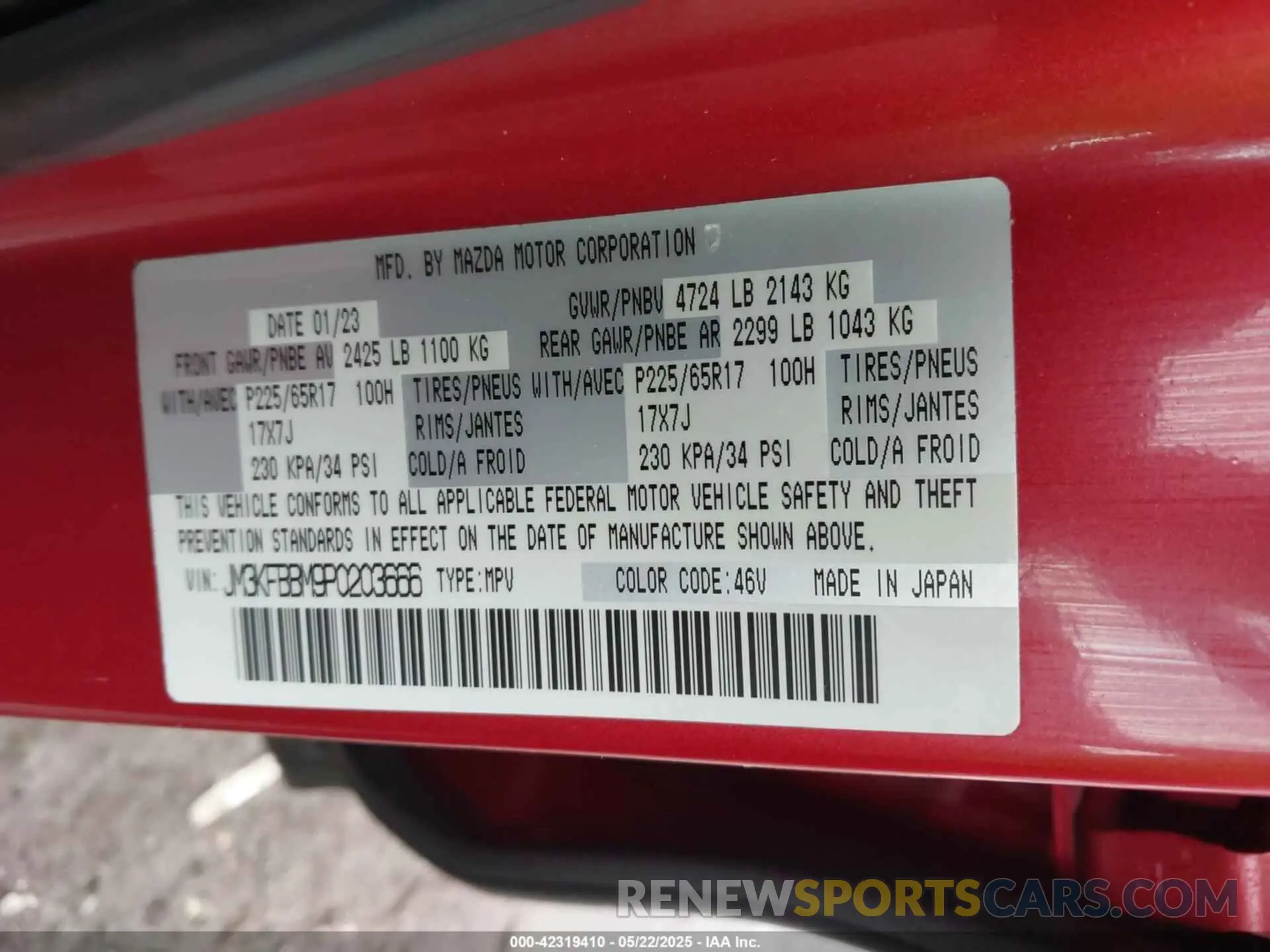 9 Photograph of a damaged car JM3KFBBM9P0203666 MAZDA CX-5 2023
