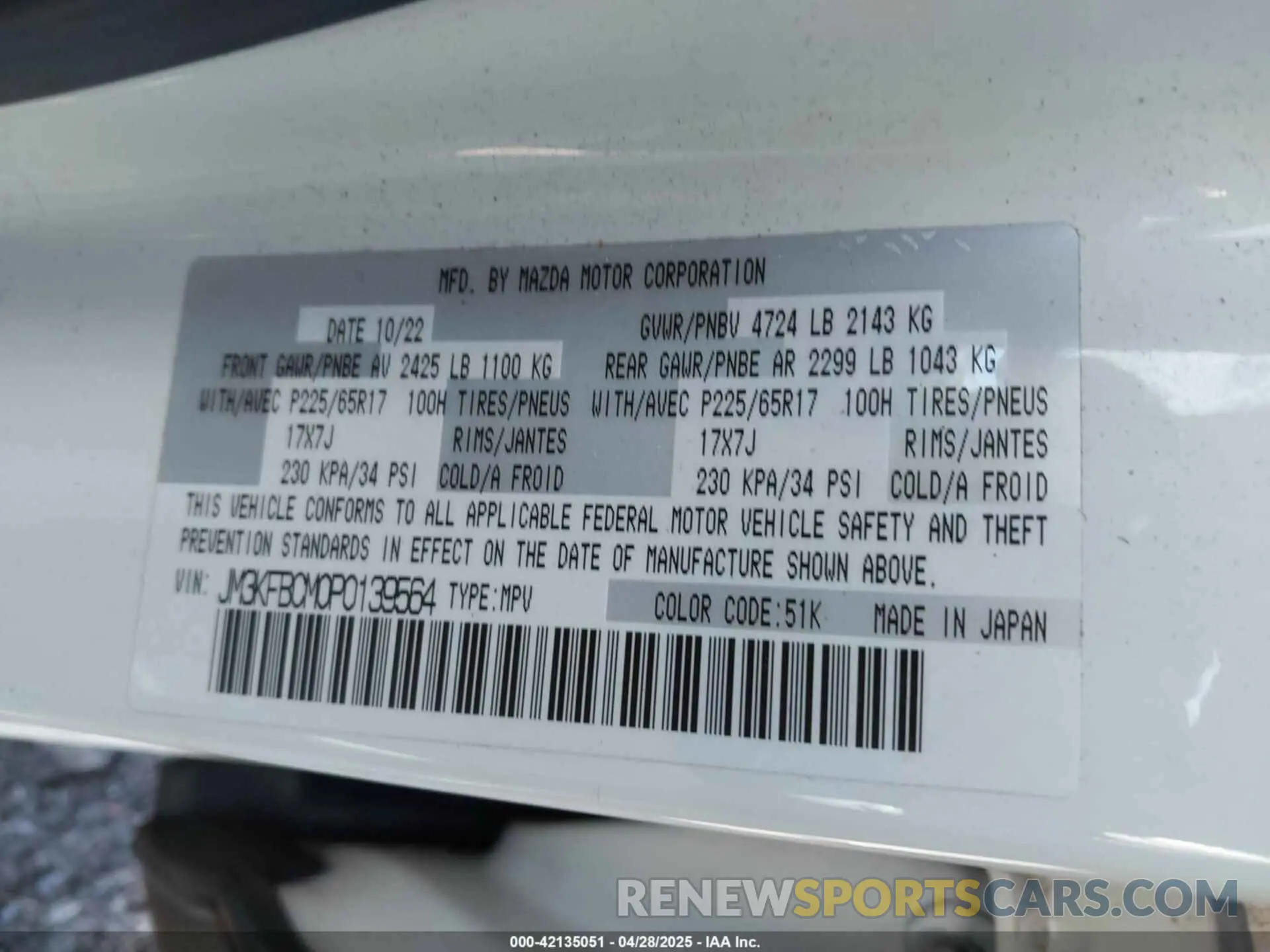 9 Фотография поврежденного автомобиля JM3KFBCM0P0139564 MAZDA CX-5 2023