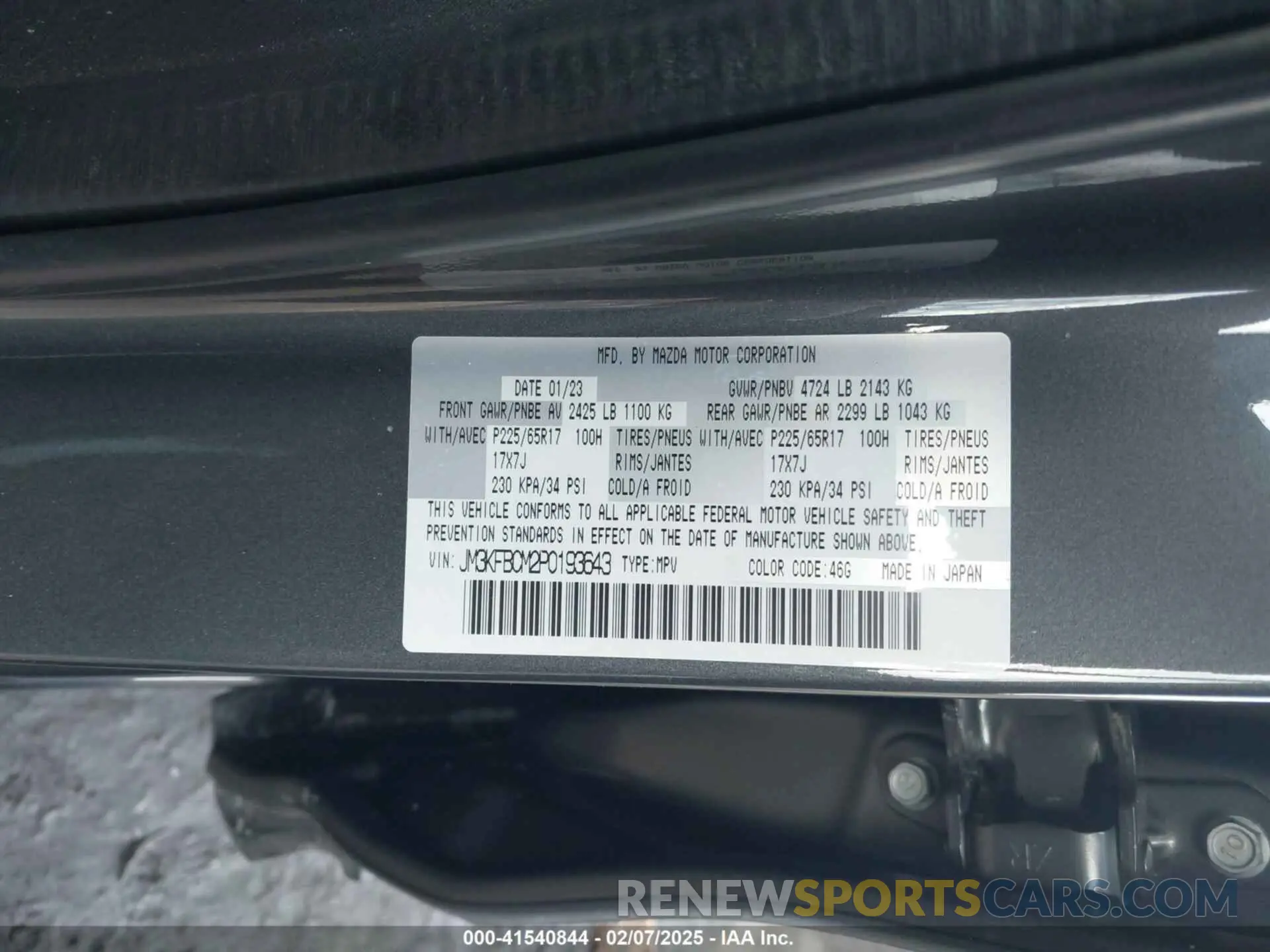 9 Фотография поврежденного автомобиля JM3KFBCM2P0193643 MAZDA CX-5 2023