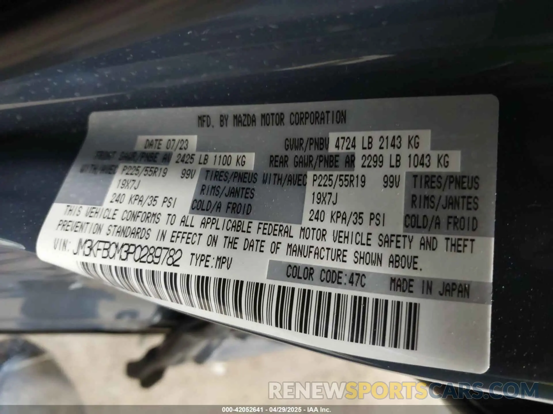 9 Photograph of a damaged car JM3KFBCM3P0289782 MAZDA CX-5 2023
