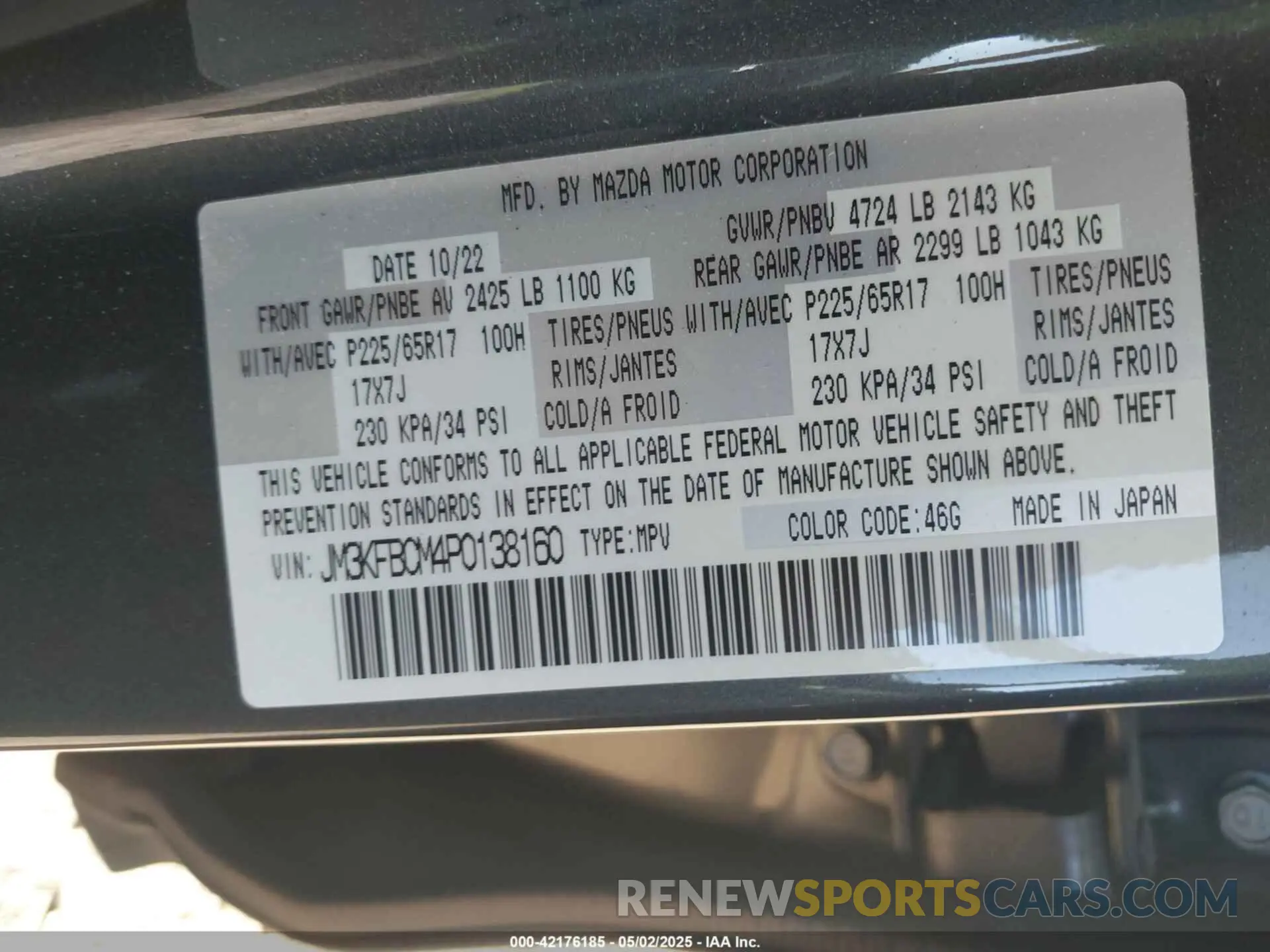 9 Photograph of a damaged car JM3KFBCM4P0138160 MAZDA CX-5 2023