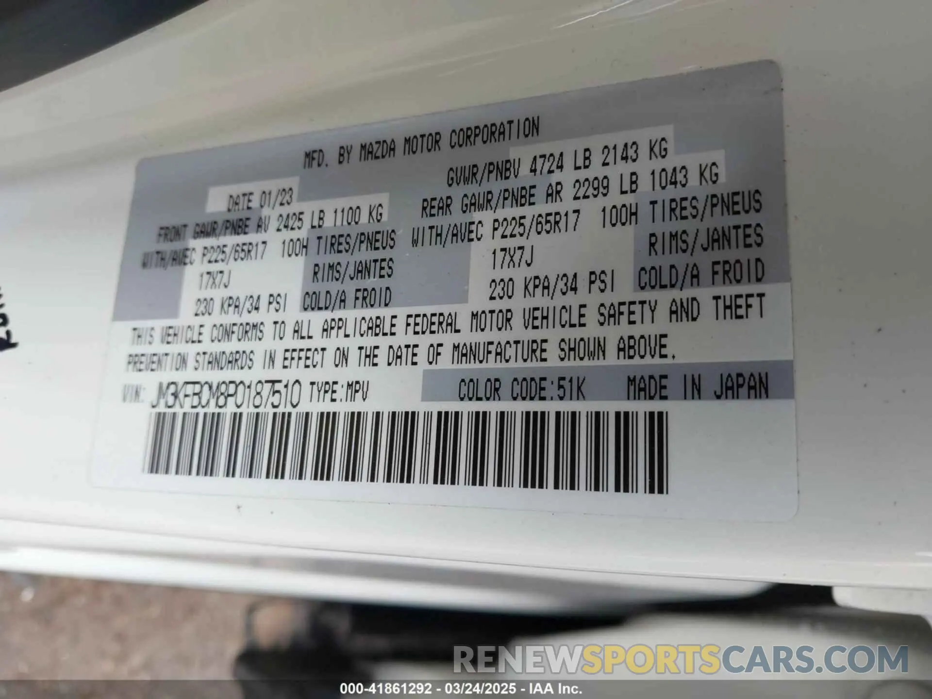 9 Фотография поврежденного автомобиля JM3KFBCM8P0187510 MAZDA CX-5 2023