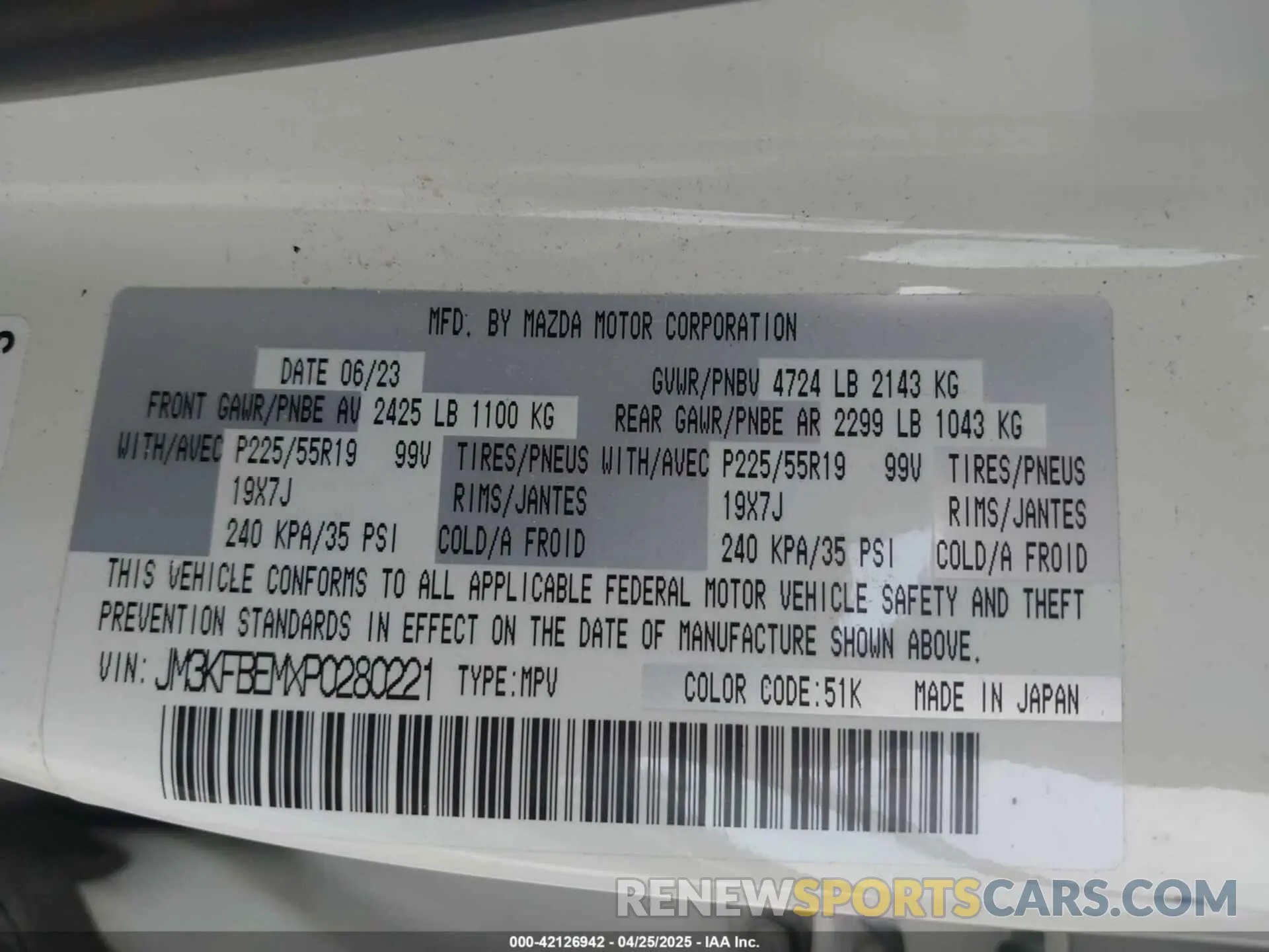 9 Фотография поврежденного автомобиля JM3KFBEMXP0280221 MAZDA CX-5 2023
