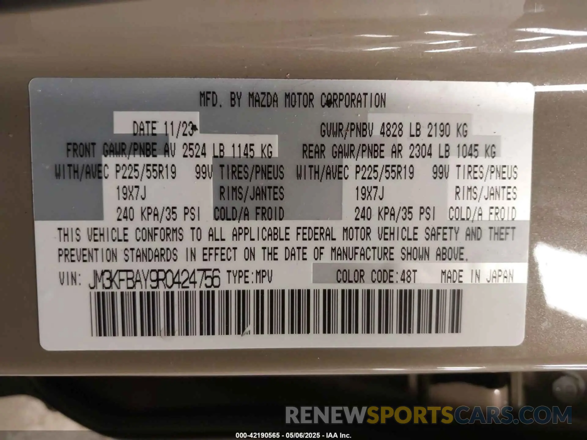 9 Фотография поврежденного автомобиля JM3KFBAY9R0424756 MAZDA CX-5 2024