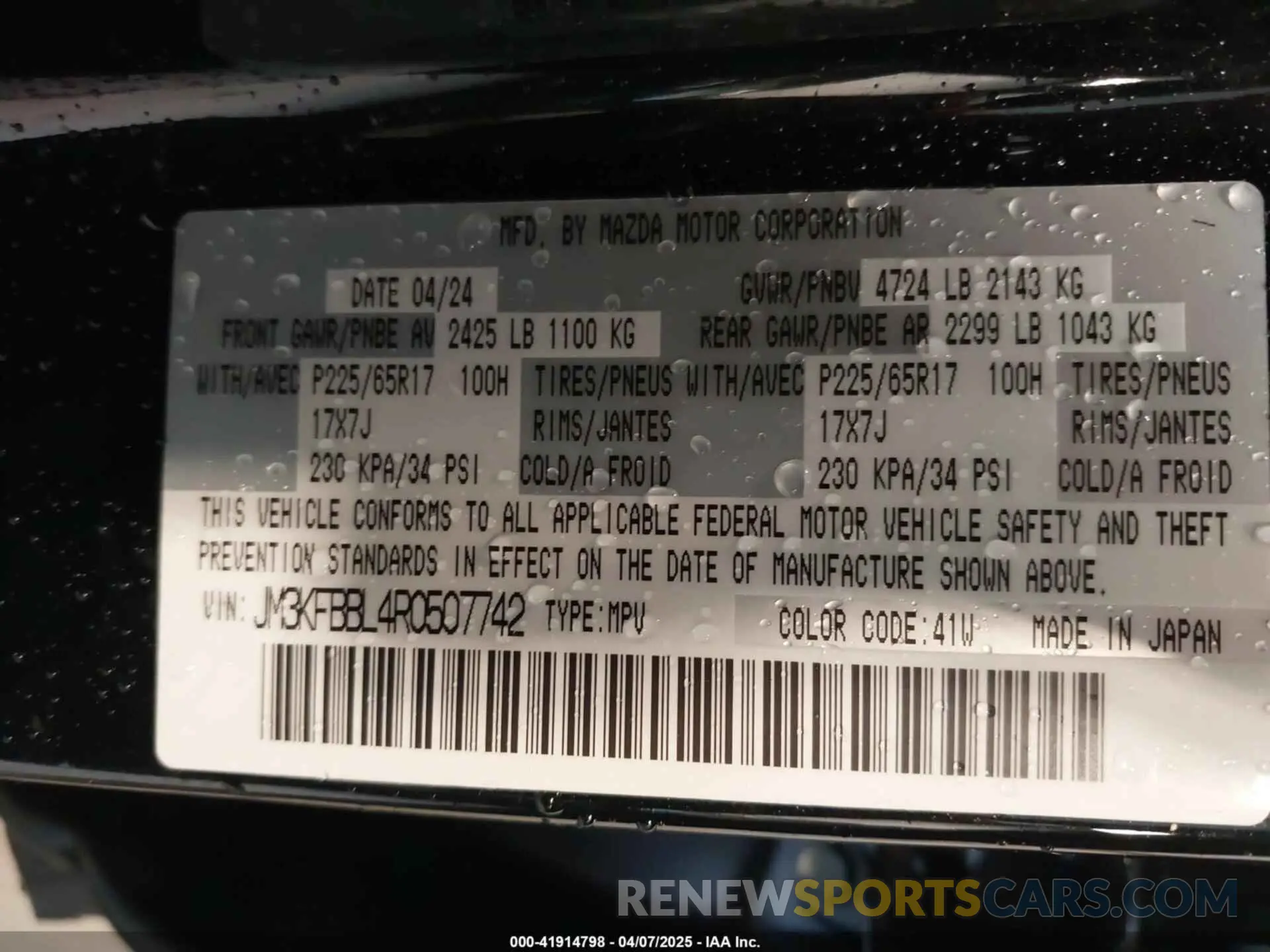 9 Photograph of a damaged car JM3KFBBL4R0507742 MAZDA CX-5 2024