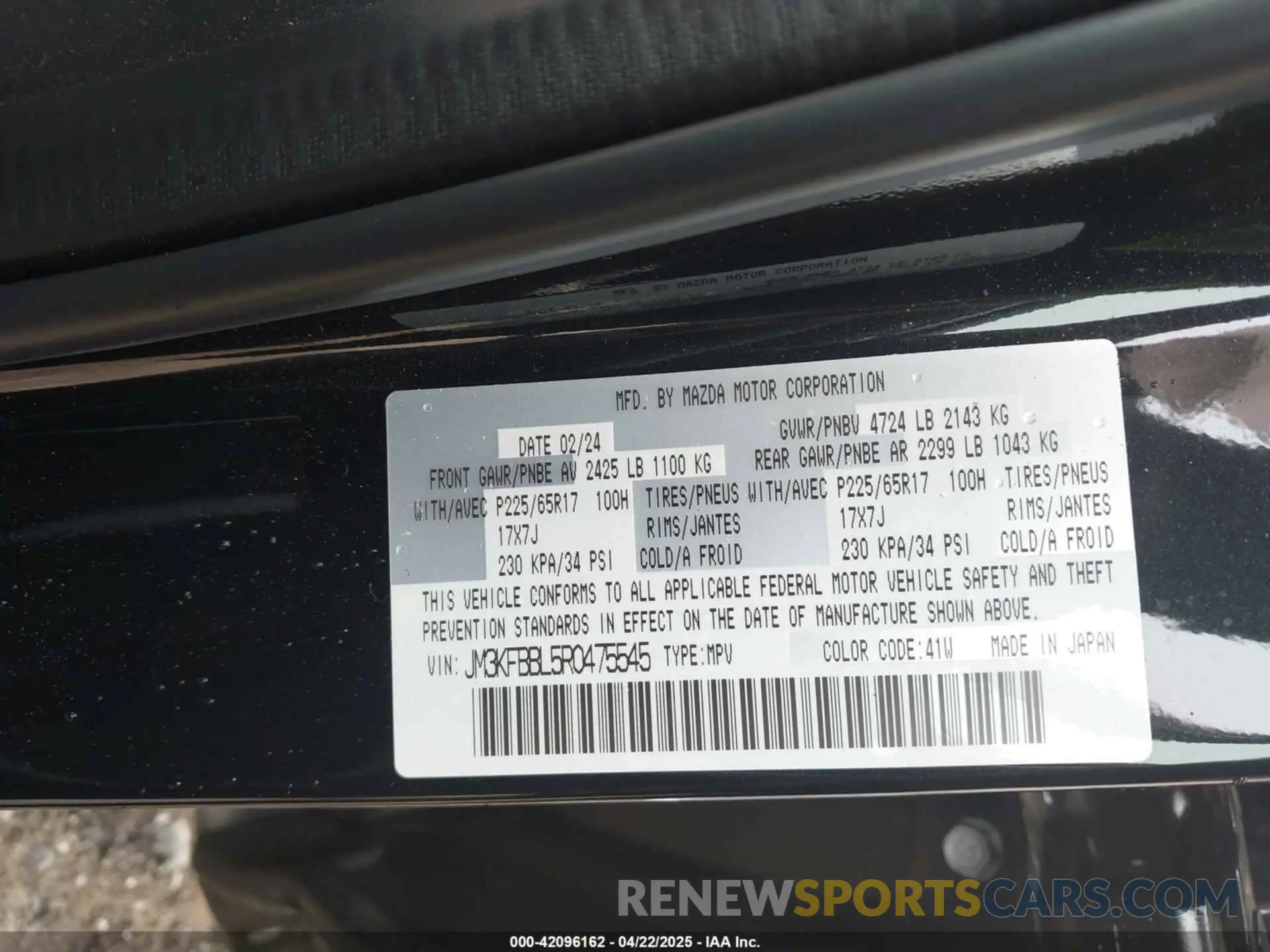 9 Фотография поврежденного автомобиля JM3KFBBL5R0475545 MAZDA CX-5 2024