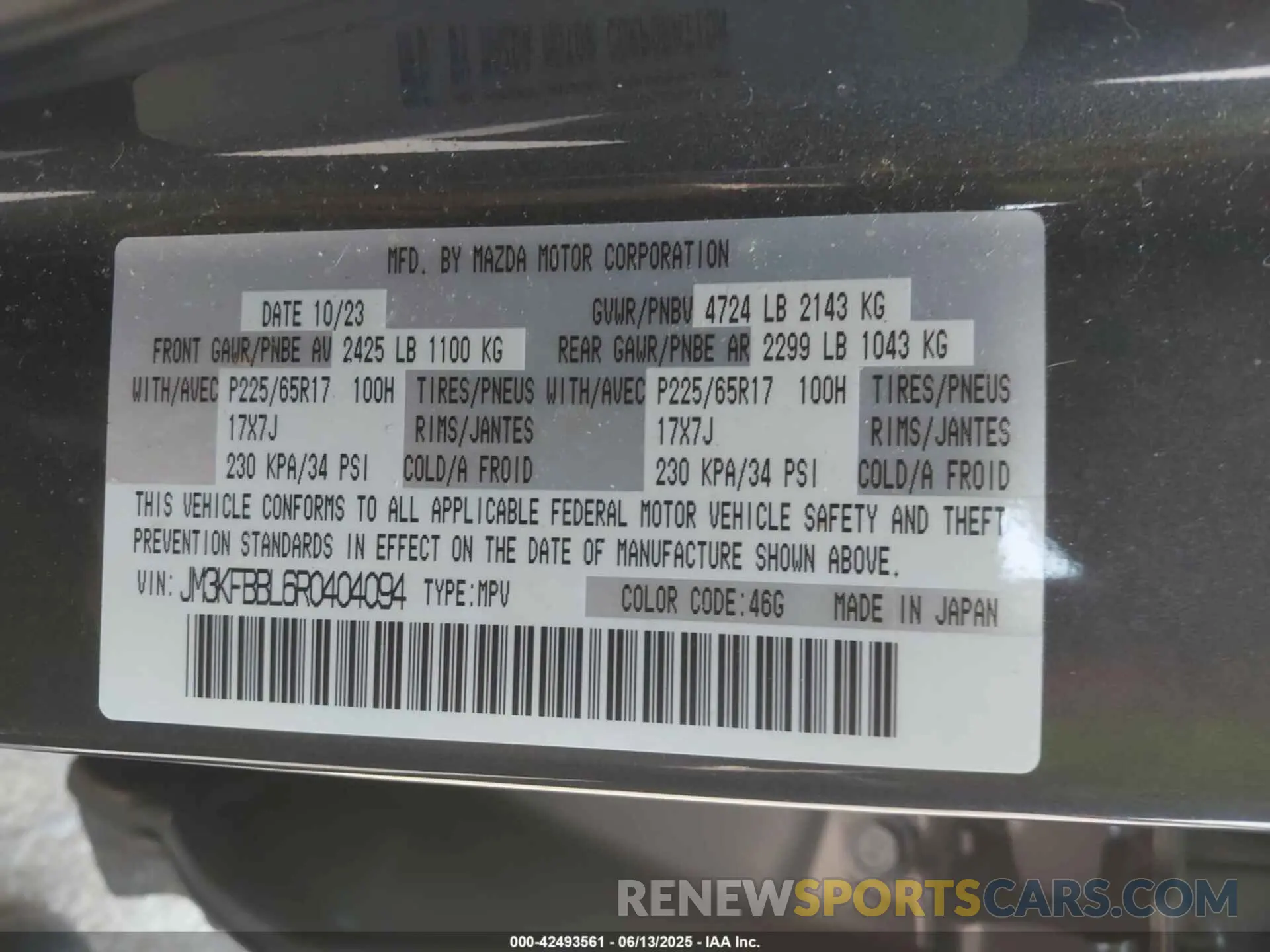 9 Photograph of a damaged car JM3KFBBL6R0404094 MAZDA CX-5 2024