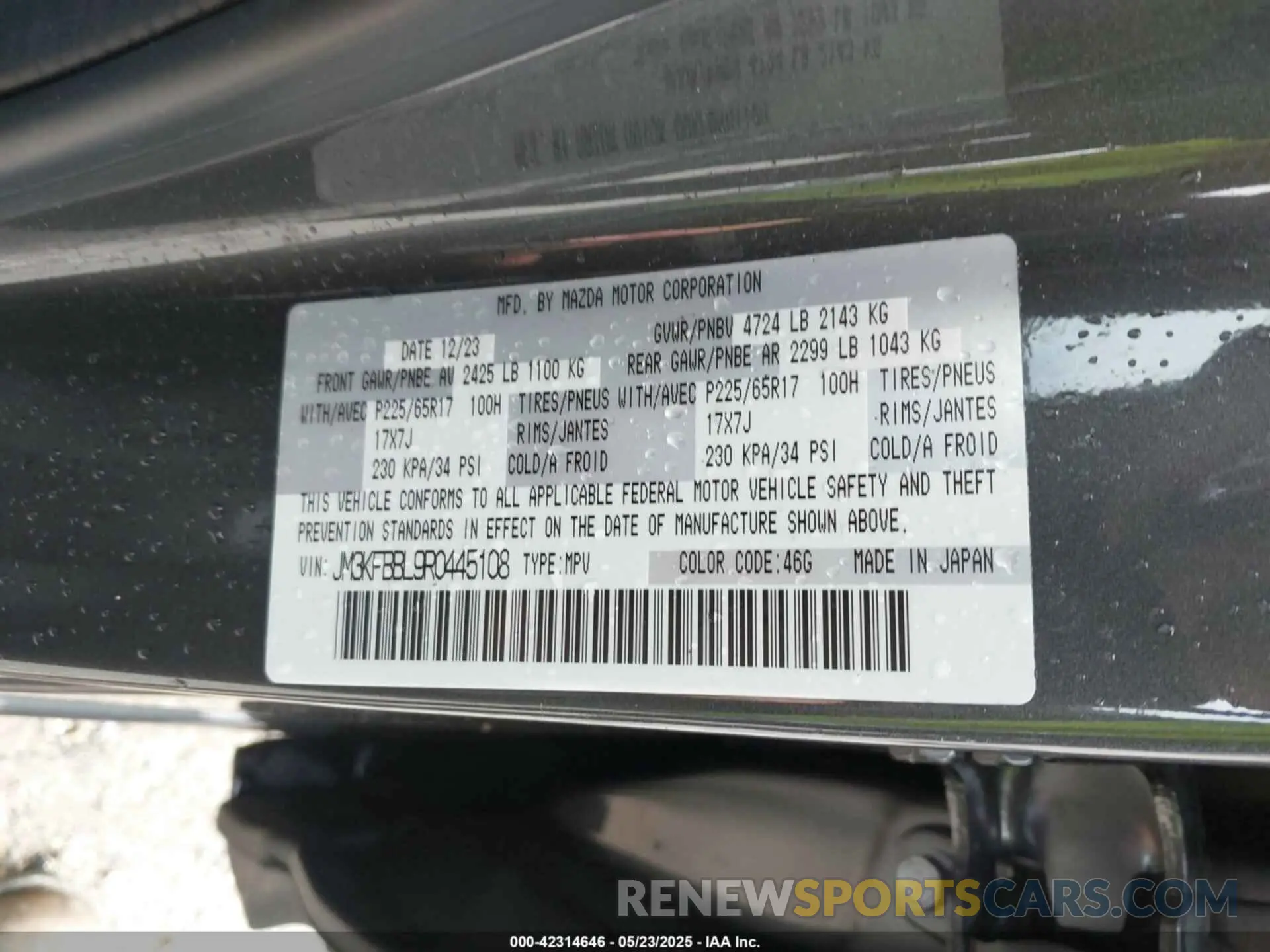 9 Photograph of a damaged car JM3KFBBL9R0445108 MAZDA CX-5 2024