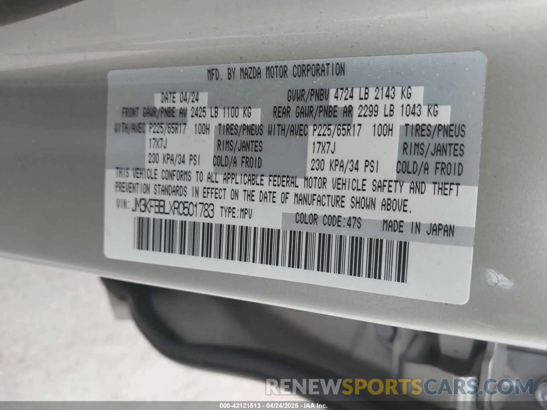 9 Фотография поврежденного автомобиля JM3KFBBLXR0501783 MAZDA CX-5 2024