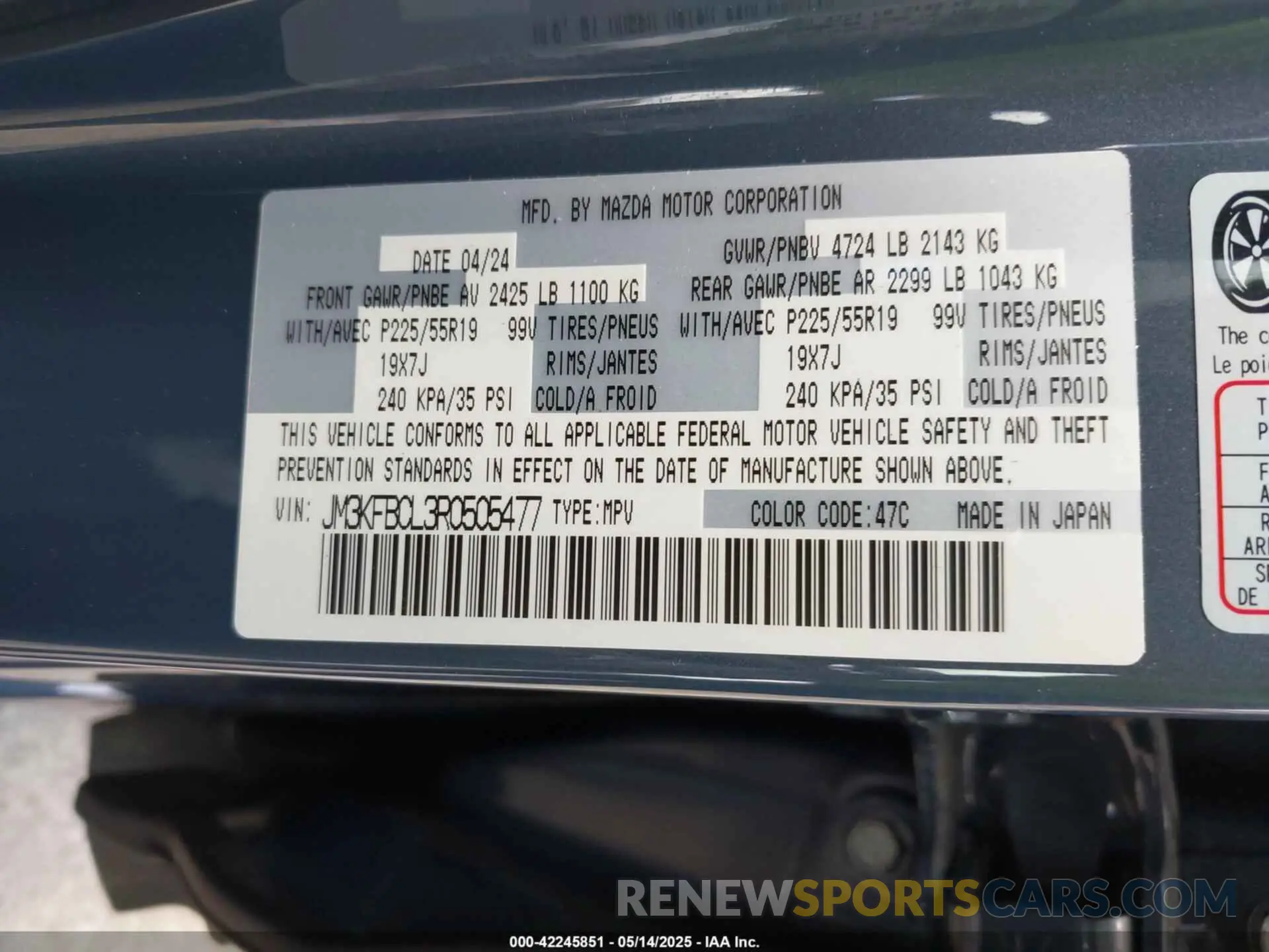 9 Photograph of a damaged car JM3KFBCL3R0505477 MAZDA CX-5 2024