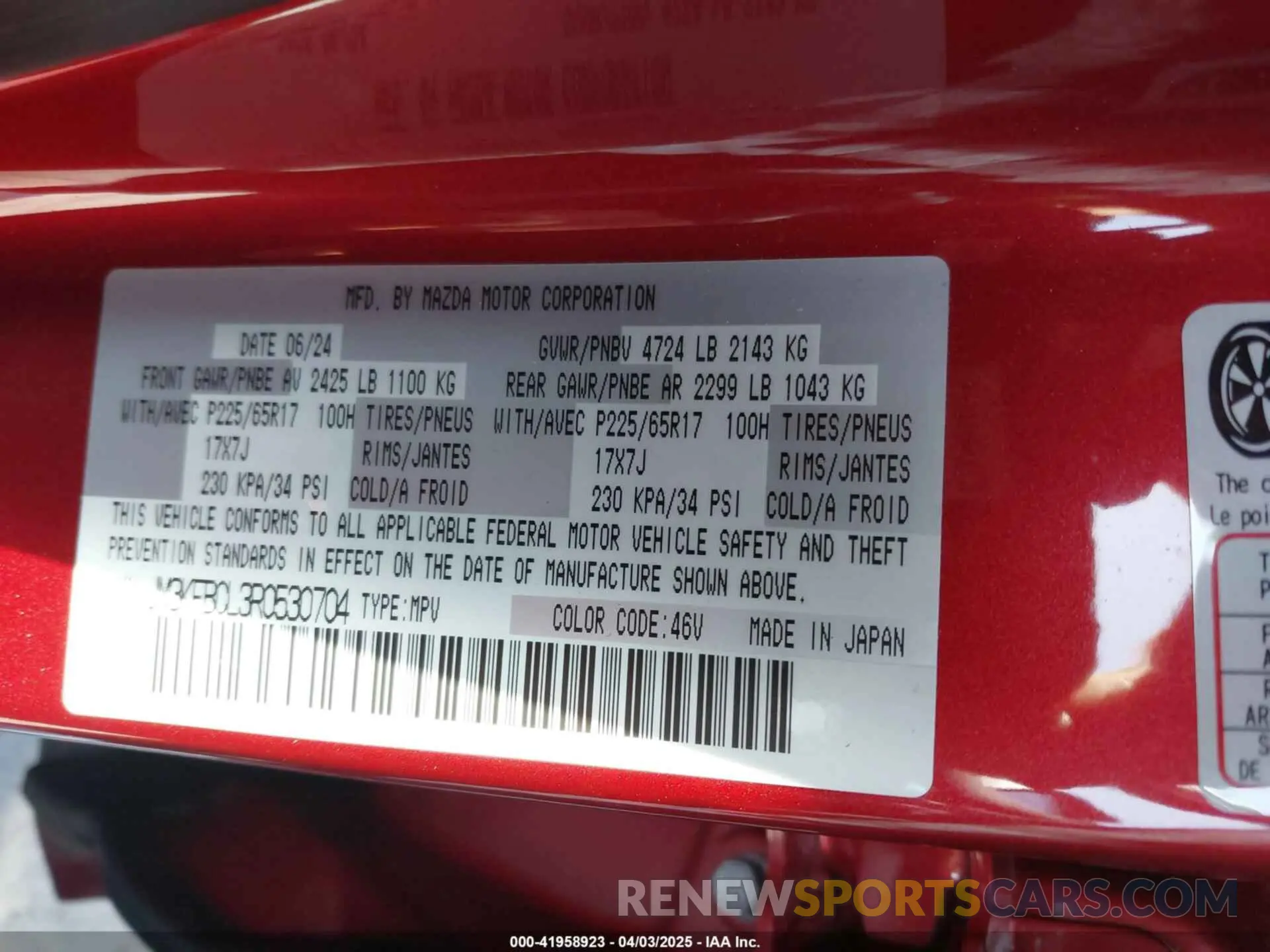 9 Фотография поврежденного автомобиля JM3KFBCL3R0530704 MAZDA CX-5 2024