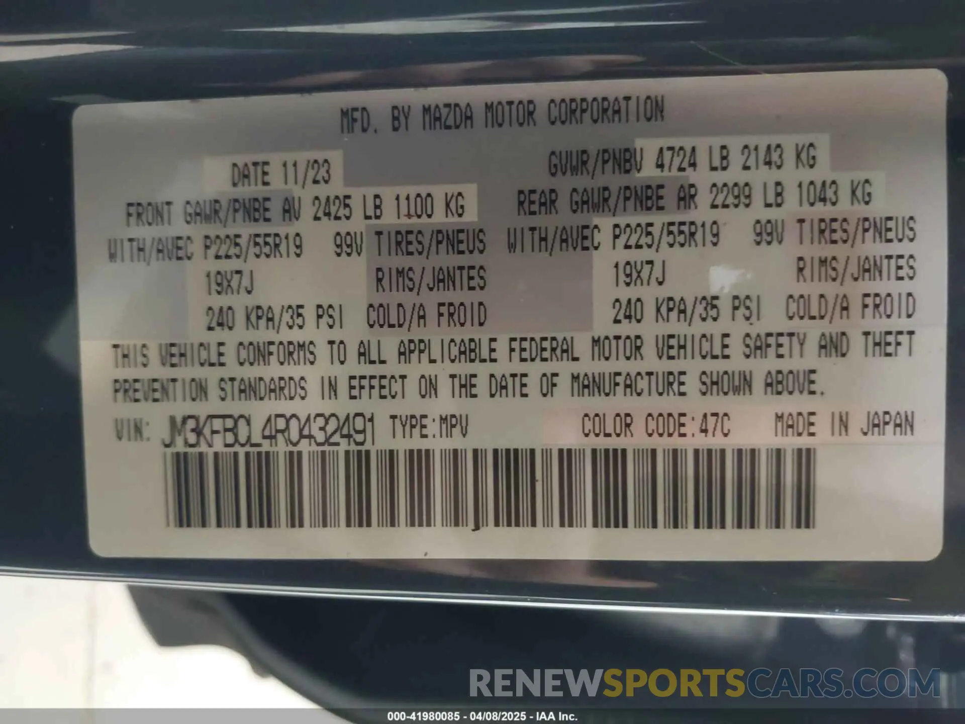 9 Photograph of a damaged car JM3KFBCL4R0432491 MAZDA CX-5 2024