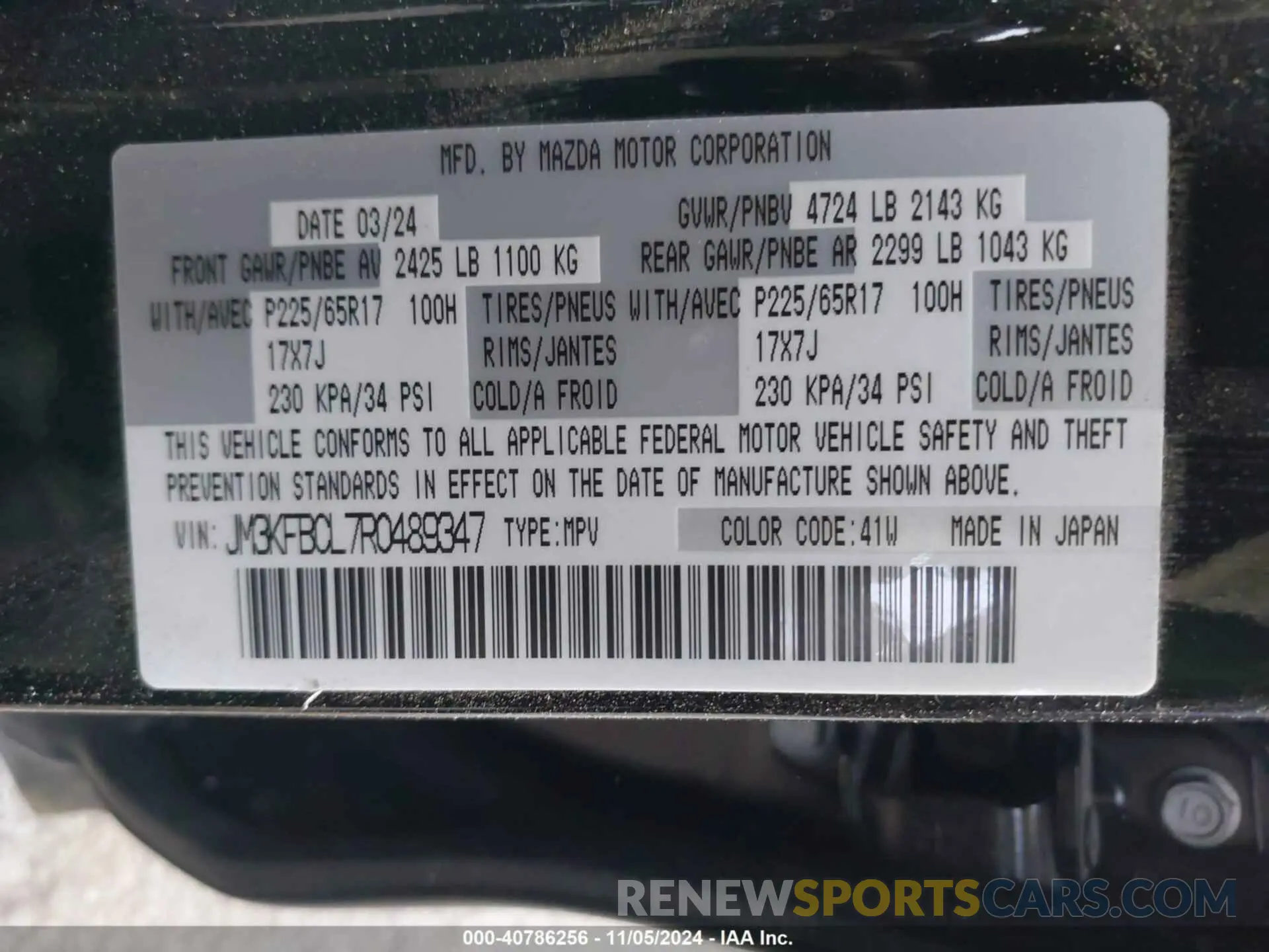 9 Photograph of a damaged car JM3KFBCL7R0489347 MAZDA CX-5 2024