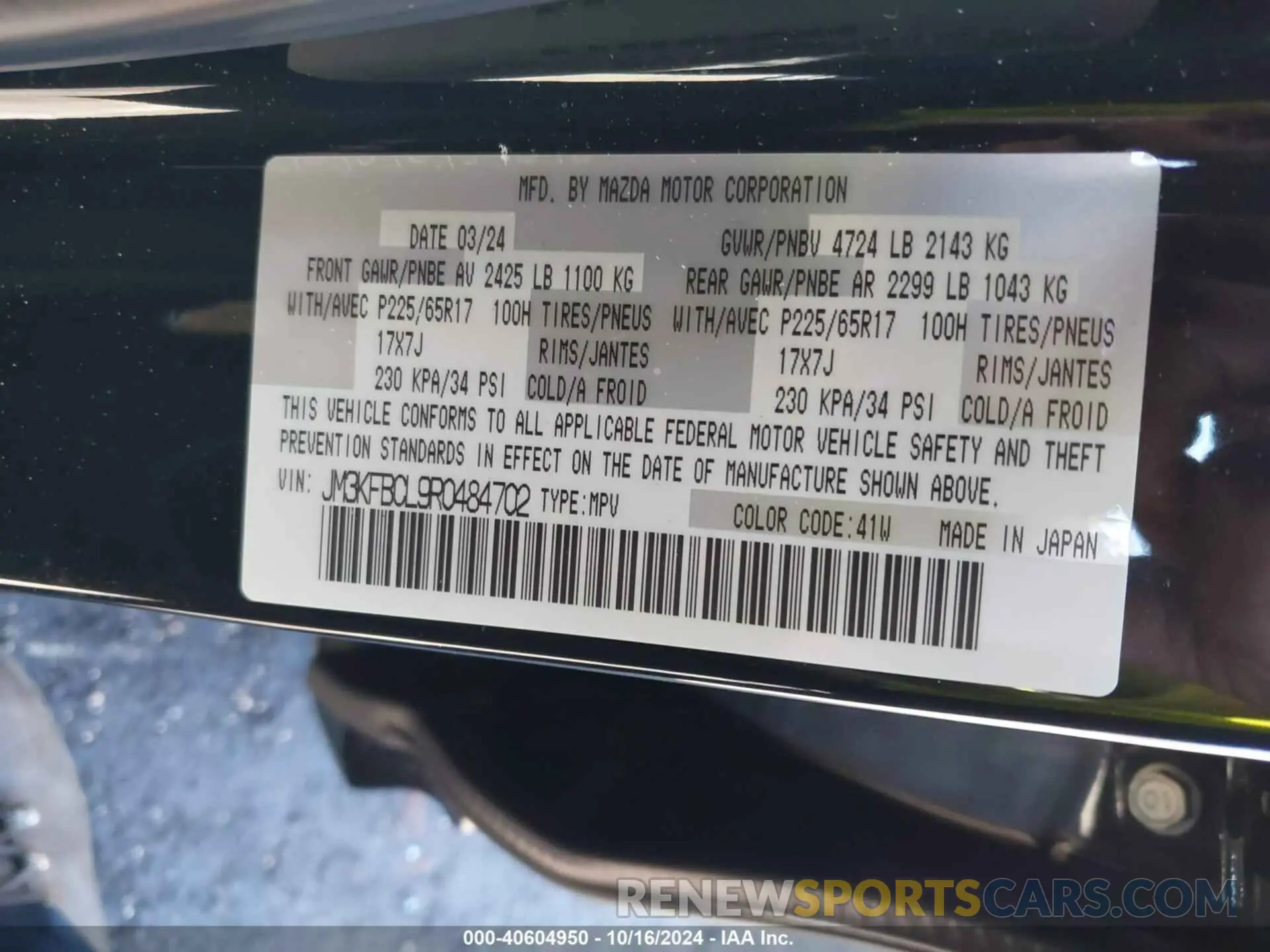 9 Photograph of a damaged car JM3KFBCL9R0484702 MAZDA CX-5 2024