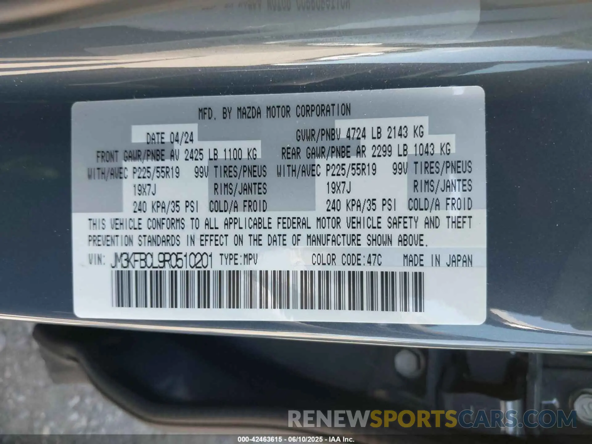 9 Фотография поврежденного автомобиля JM3KFBCL9R0510201 MAZDA CX-5 2024