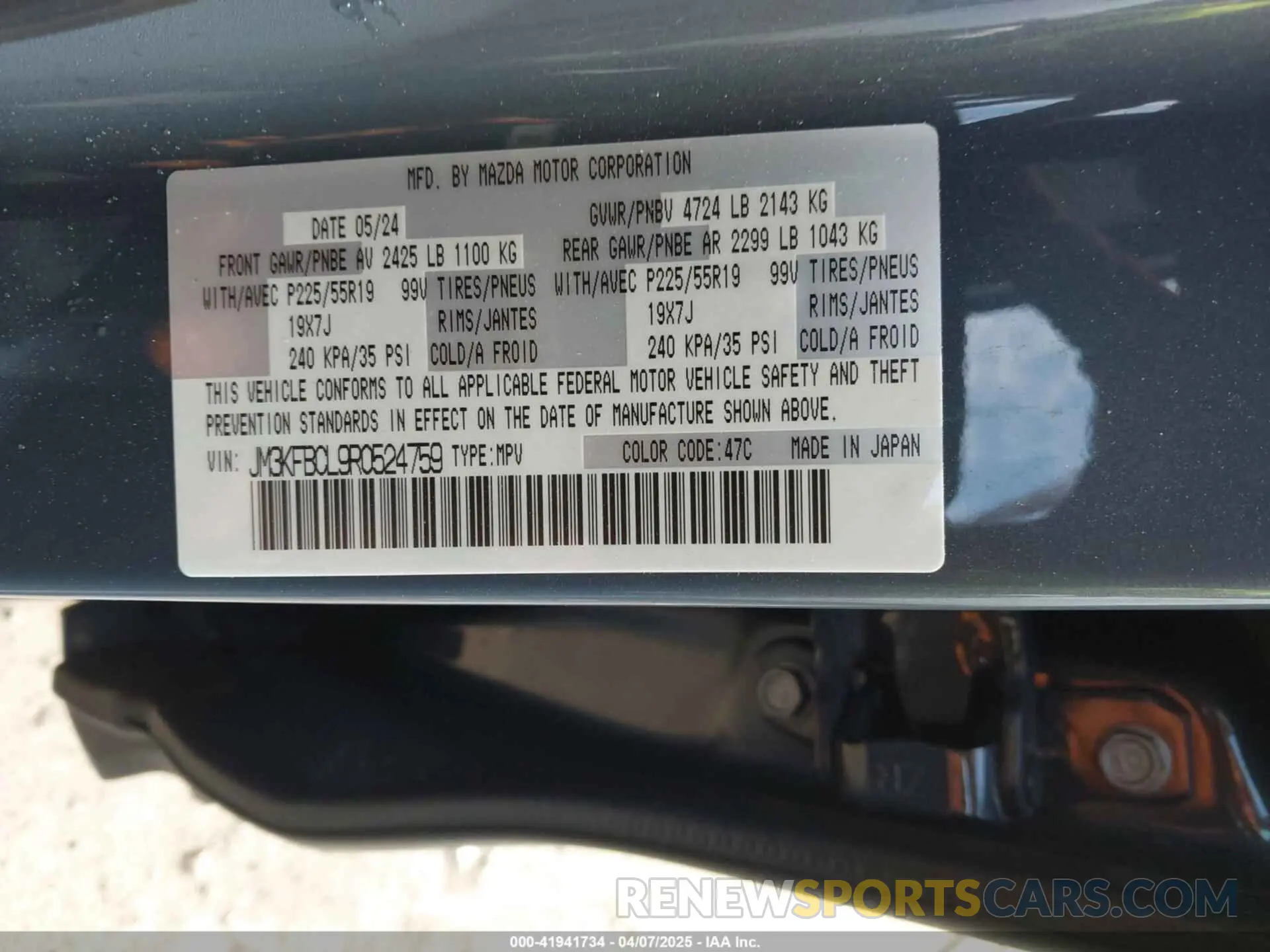 9 Фотография поврежденного автомобиля JM3KFBCL9R0524759 MAZDA CX-5 2024