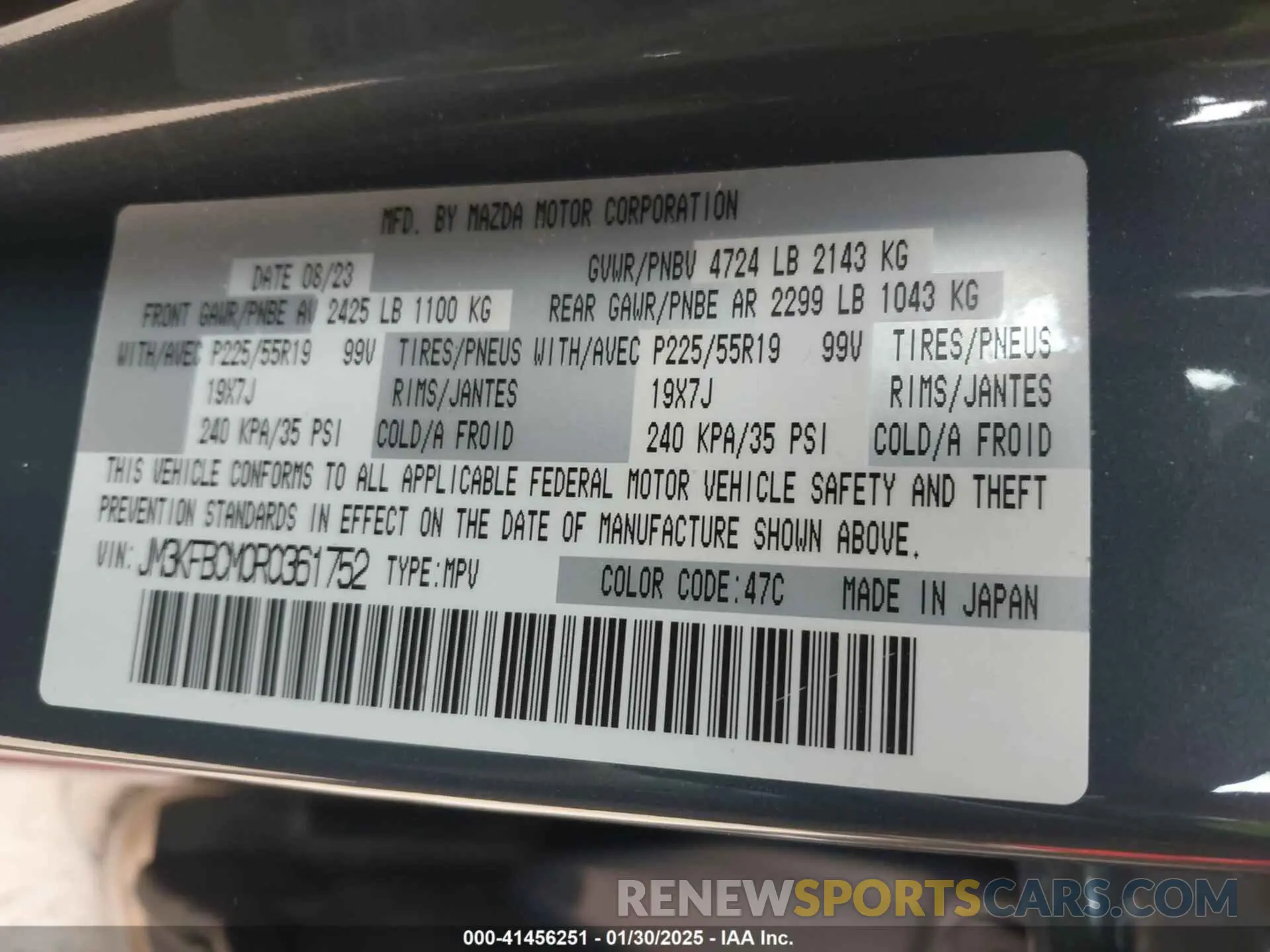 9 Фотография поврежденного автомобиля JM3KFBCM0R0361752 MAZDA CX-5 2024