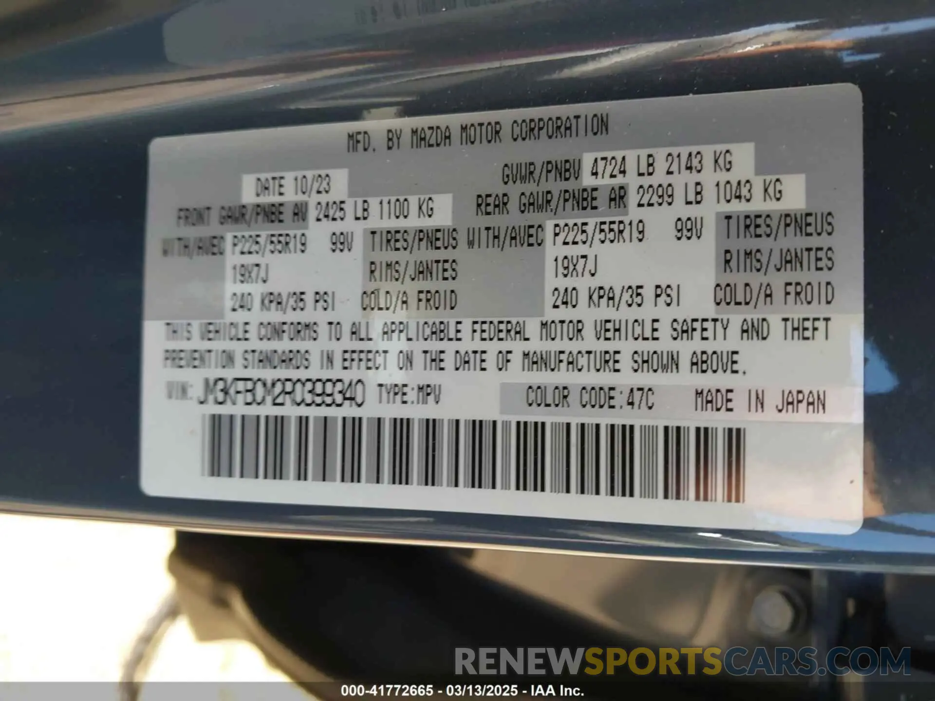9 Фотография поврежденного автомобиля JM3KFBCM2R0399340 MAZDA CX-5 2024