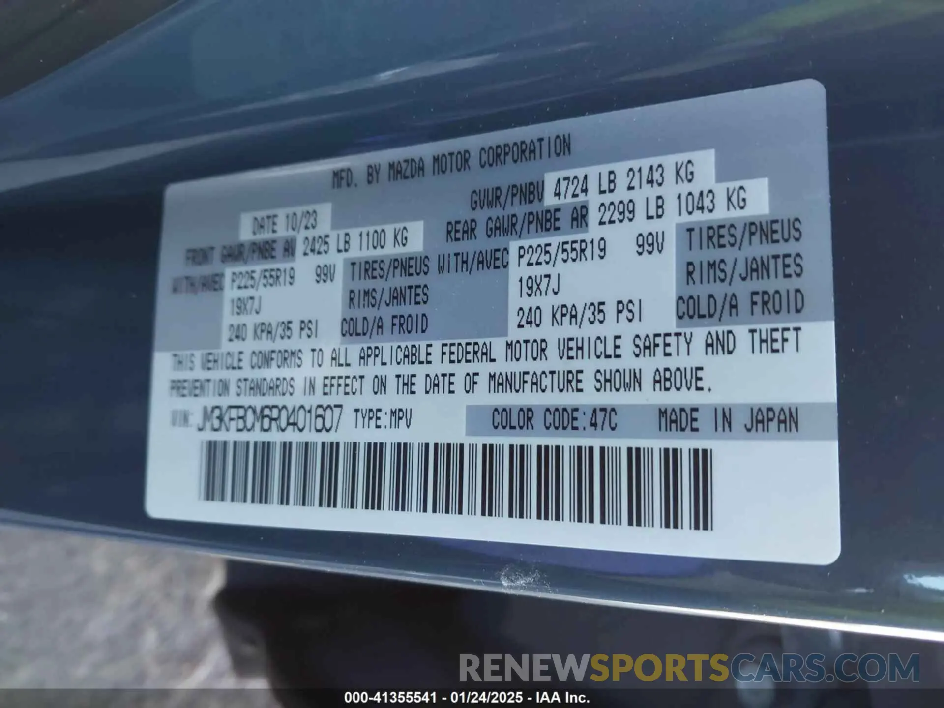 9 Фотография поврежденного автомобиля JM3KFBCM6R0401607 MAZDA CX-5 2024