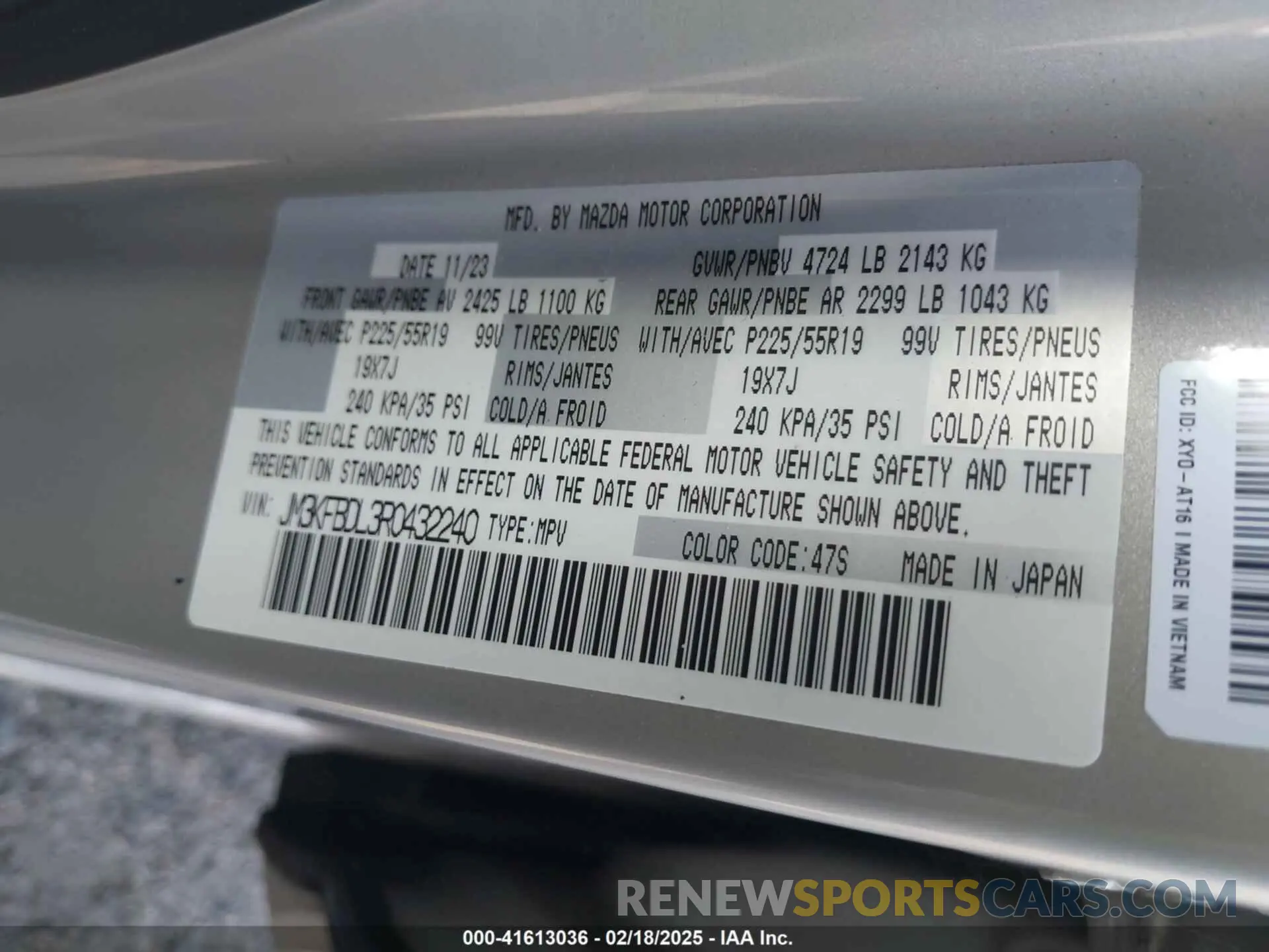 9 Фотография поврежденного автомобиля JM3KFBDL3R0432240 MAZDA CX-5 2024