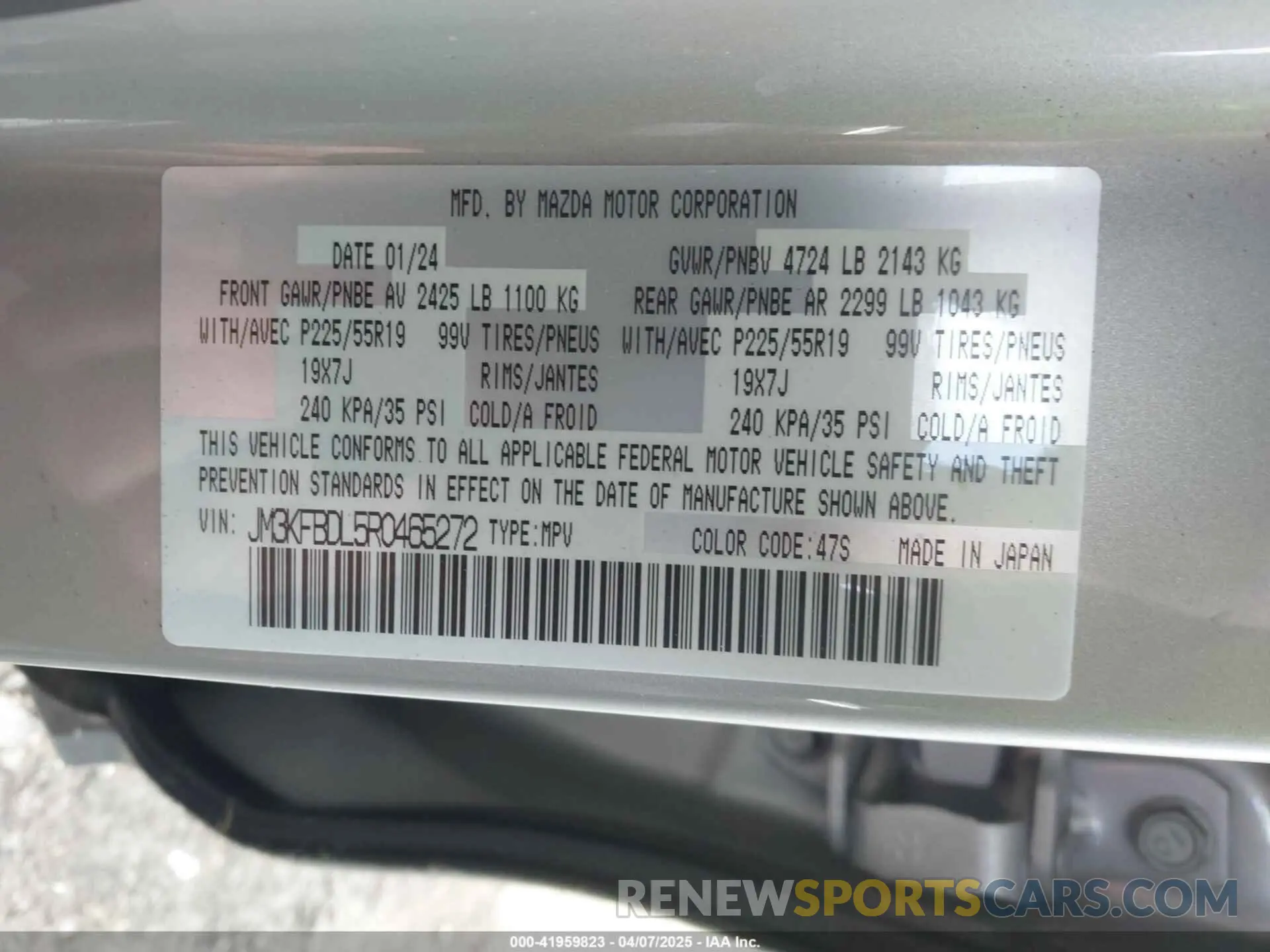9 Photograph of a damaged car JM3KFBDL5R0465272 MAZDA CX-5 2024