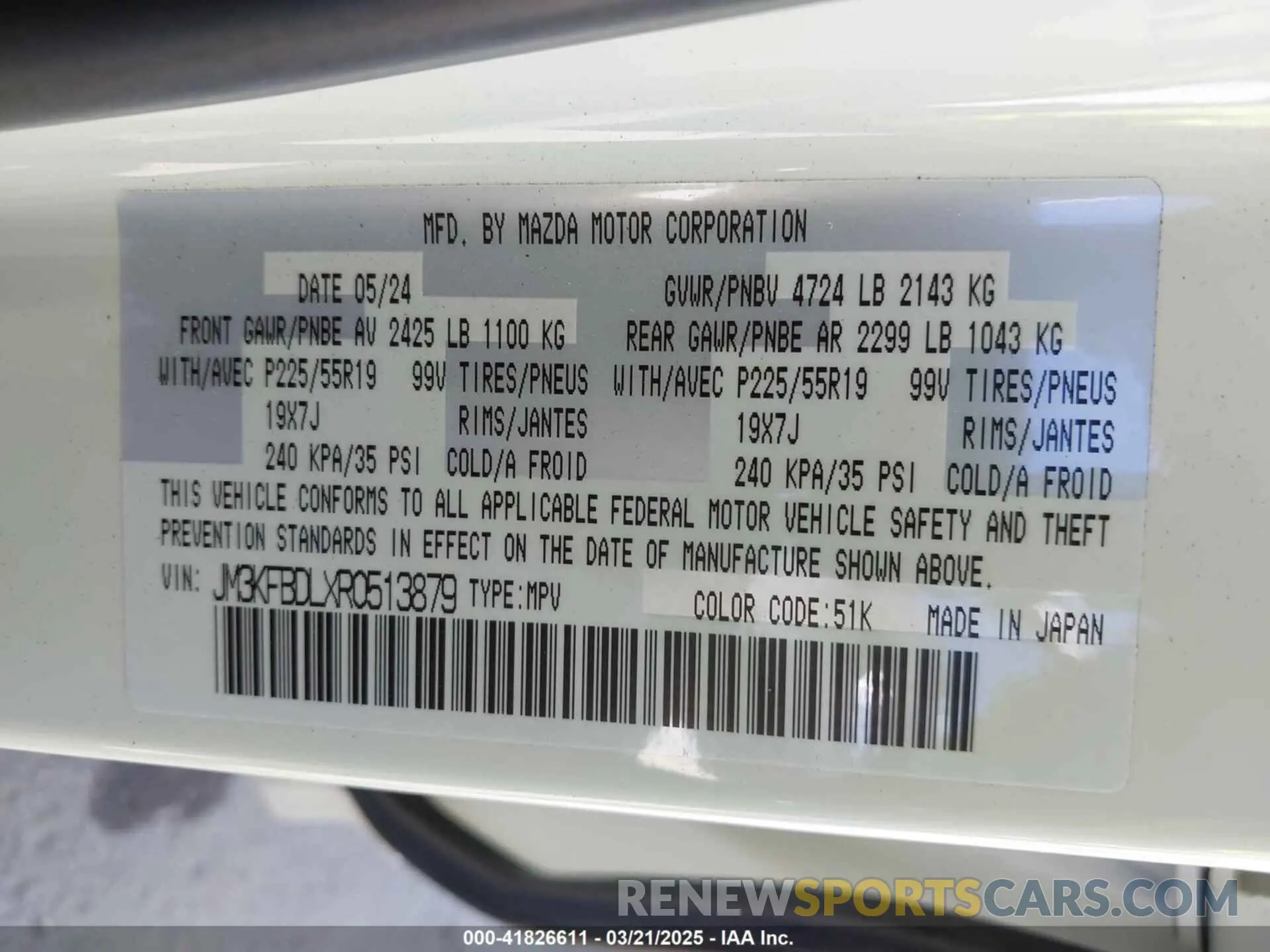 9 Photograph of a damaged car JM3KFBDLXR0513879 MAZDA CX-5 2024