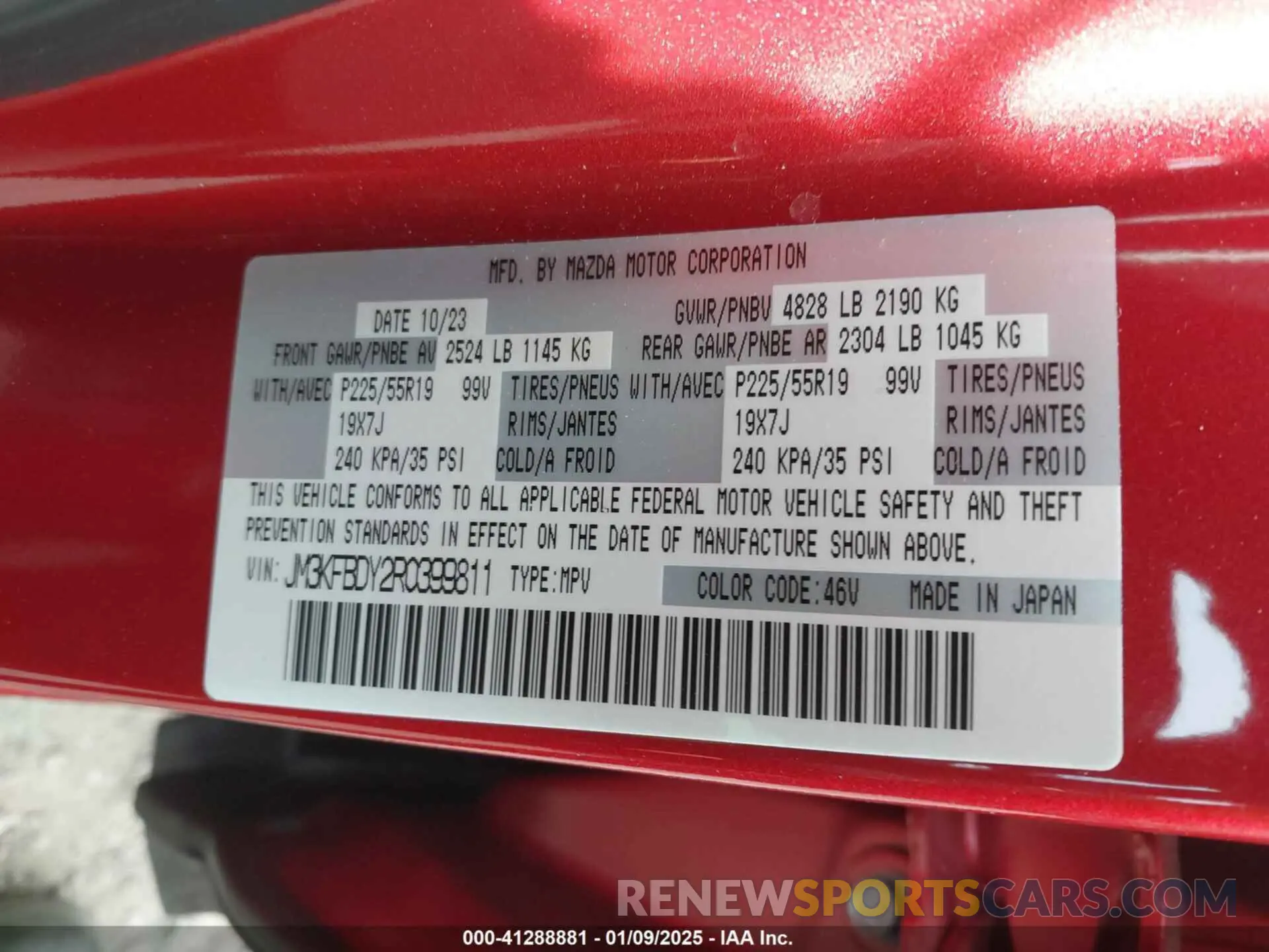 9 Фотография поврежденного автомобиля JM3KFBDY2R0399811 MAZDA CX-5 2024