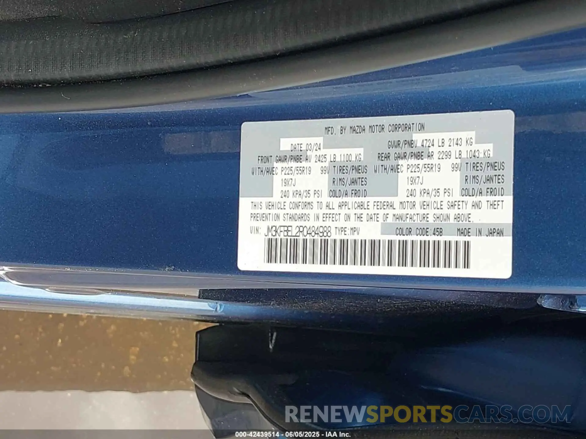 9 Photograph of a damaged car JM3KFBEL2R0484988 MAZDA CX-5 2024