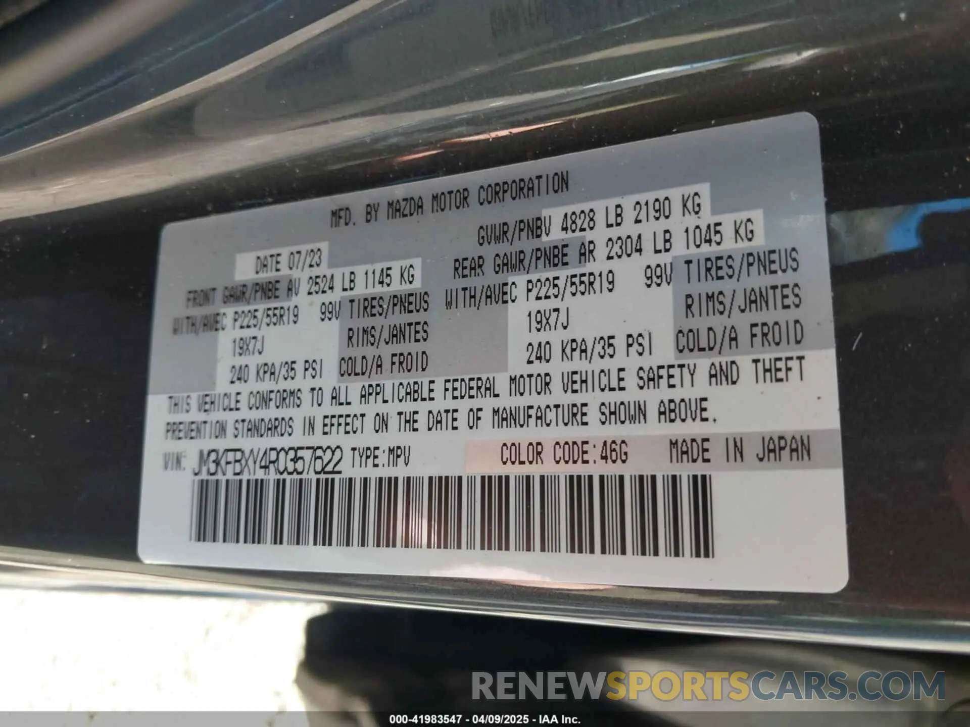 9 Фотография поврежденного автомобиля JM3KFBXY4R0357622 MAZDA CX-5 2024