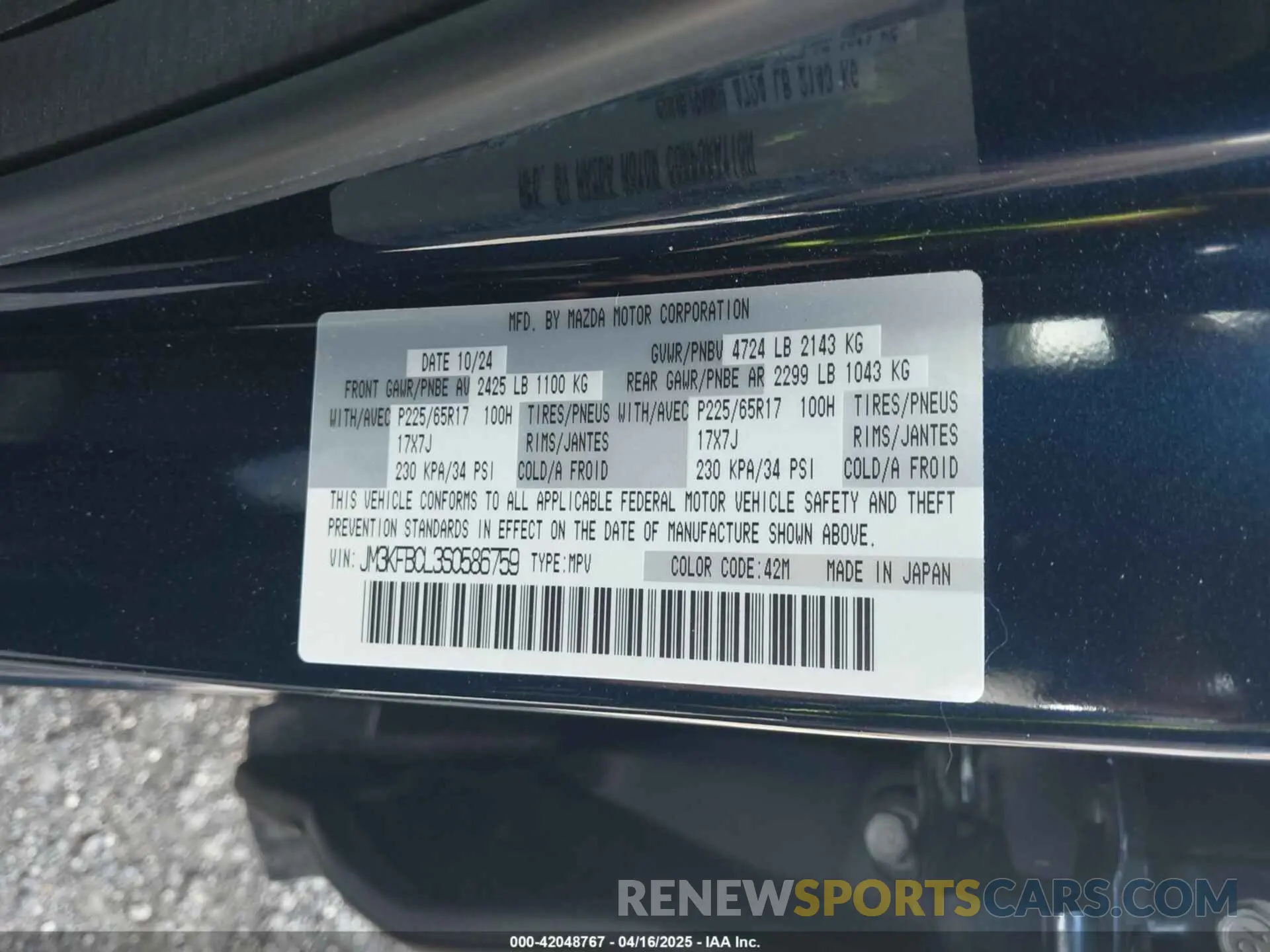 9 Photograph of a damaged car JM3KFBCL3S0586759 MAZDA CX-5 2025