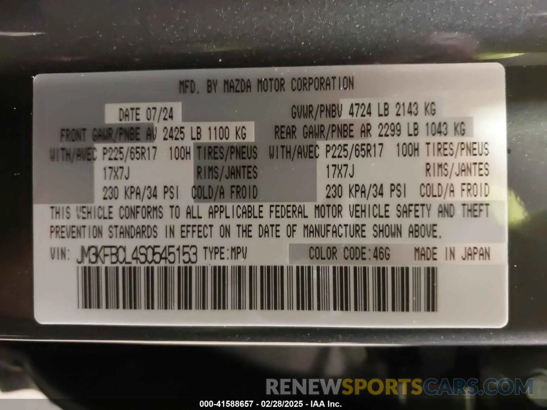 9 Фотография поврежденного автомобиля JM3KFBCL4S0545153 MAZDA CX-5 2025